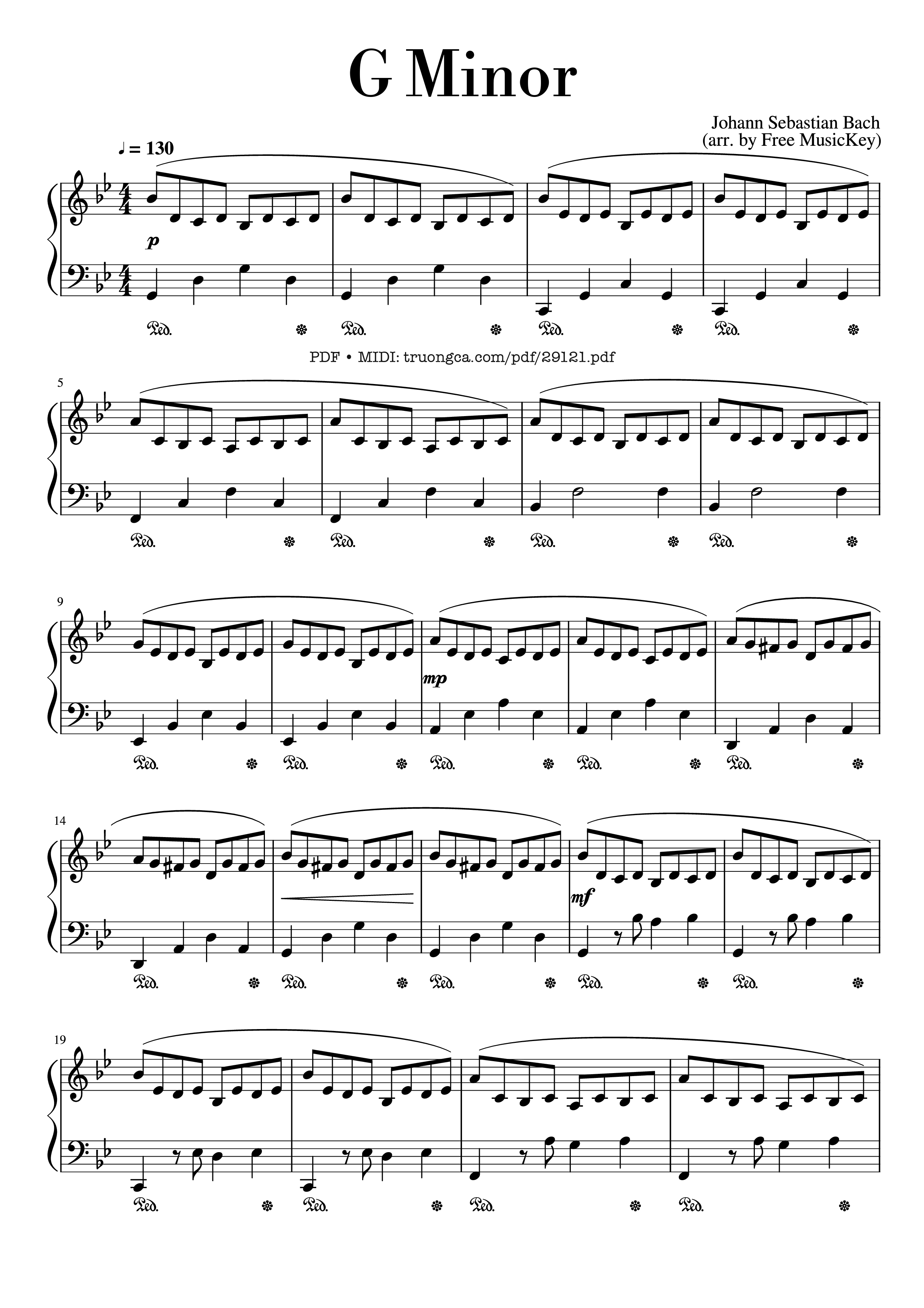 Page 1 of the piano sheet music PDF Piano – G Minor Piano by Johann Sebastian Bach
