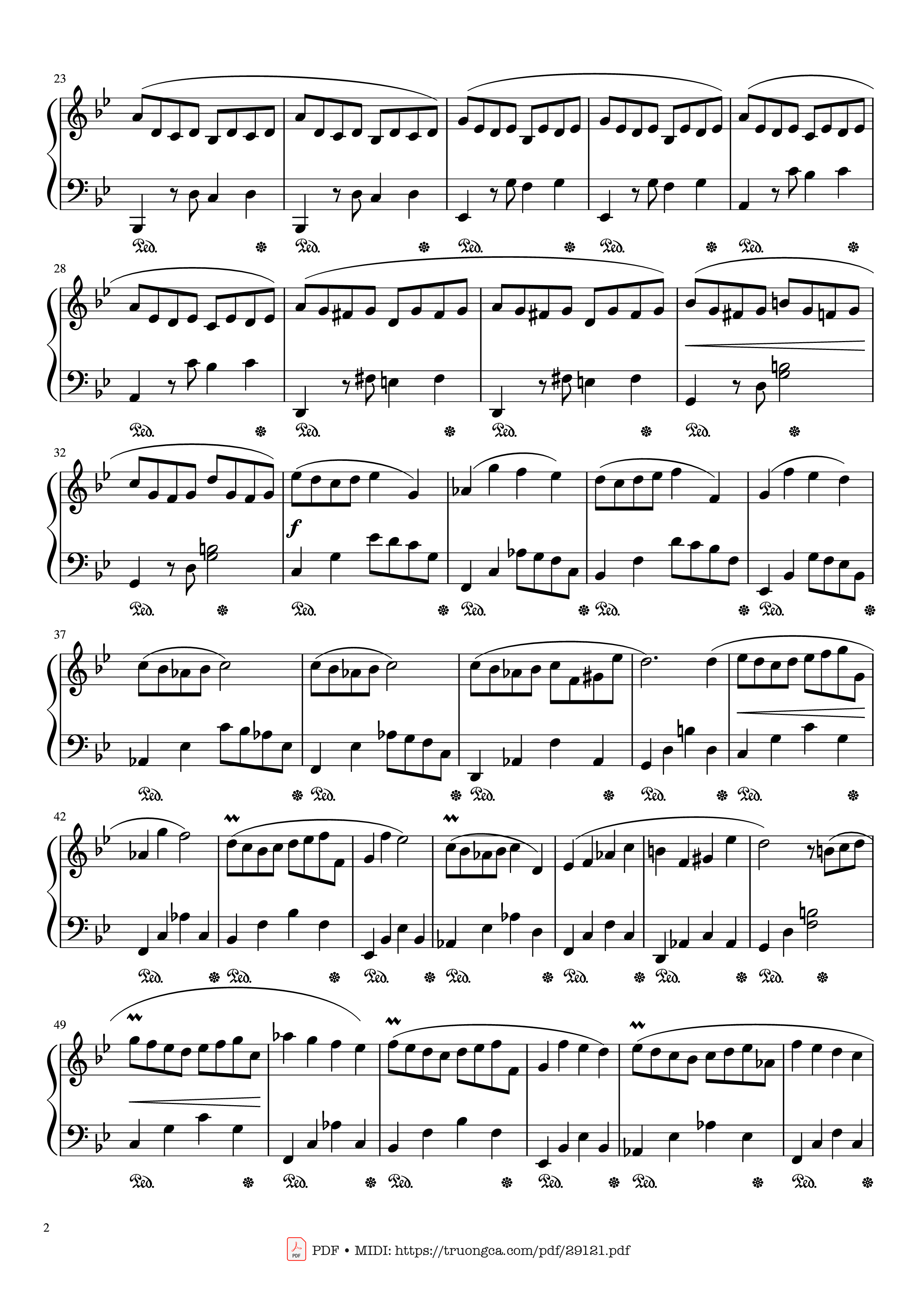 Page 2 of the piano sheet music PDF Piano – G Minor Piano by Johann Sebastian Bach