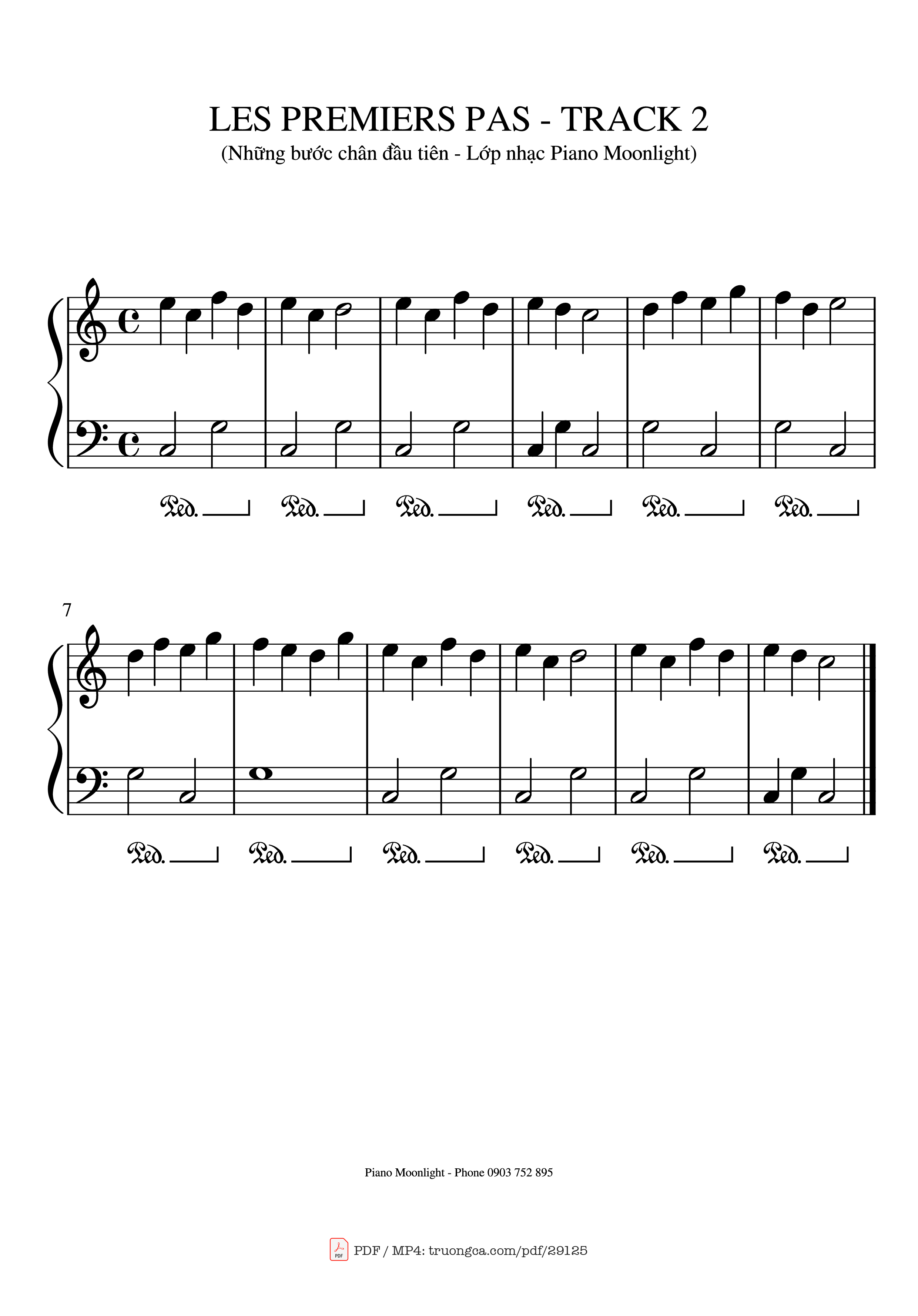 Page 1 of the piano sheet music PDF Piano – Les Premier Pas (Bước đầu tiên) Piano by Method Rose