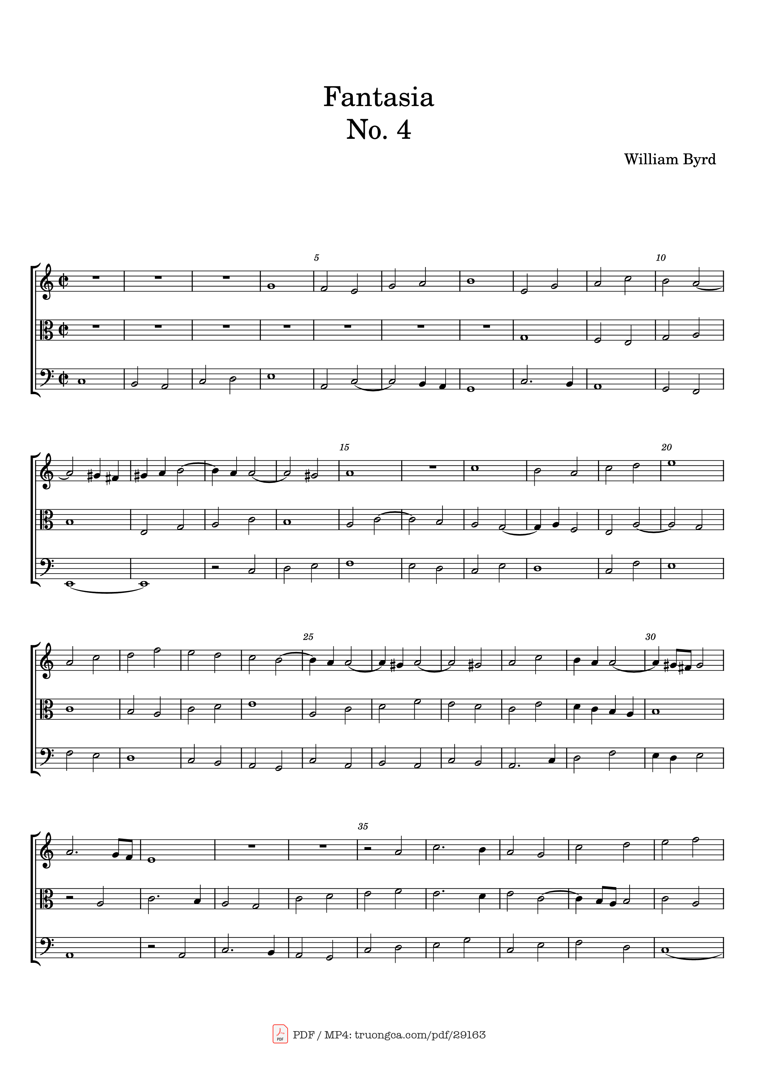 Page 1 of the piano sheet music PDF – Fantasia No. 4 Violin by William Byrd