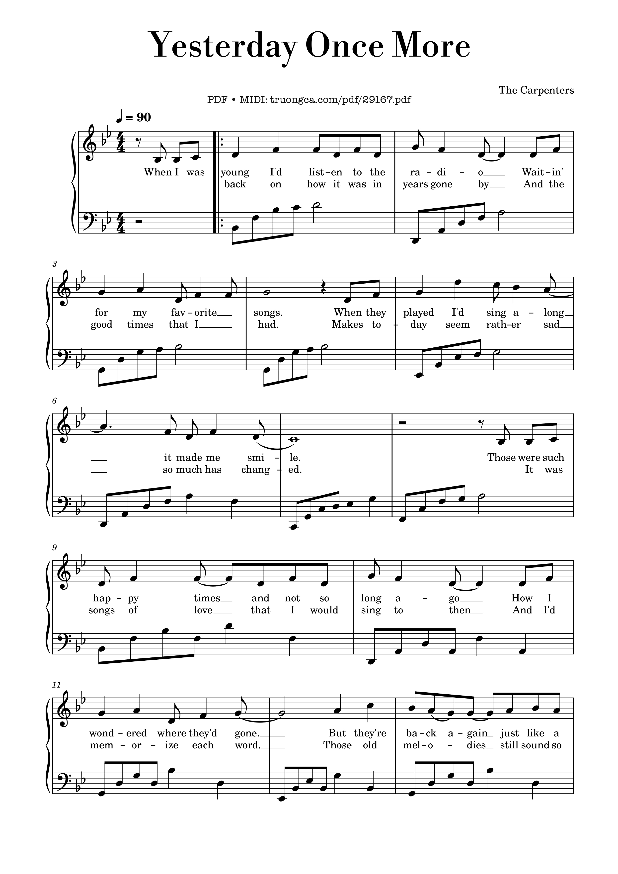Page 1 of the piano sheet music PDF Piano – Yesterday Once More Piano by The Carpenters