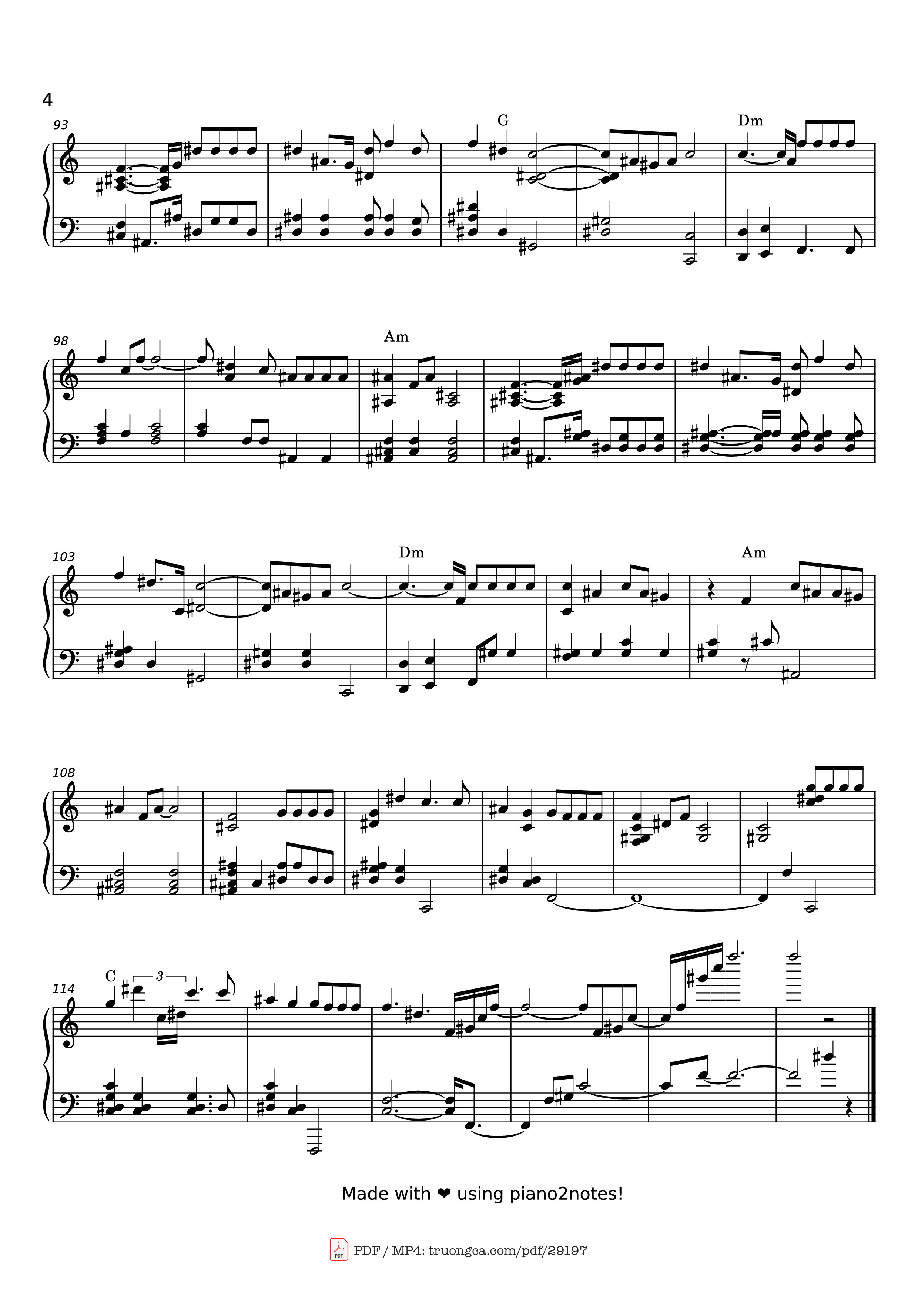 Page 4 of the piano sheet music PDF Piano – Tình Nhạt Phai Piano (一起走过的日子) by Andy Lau