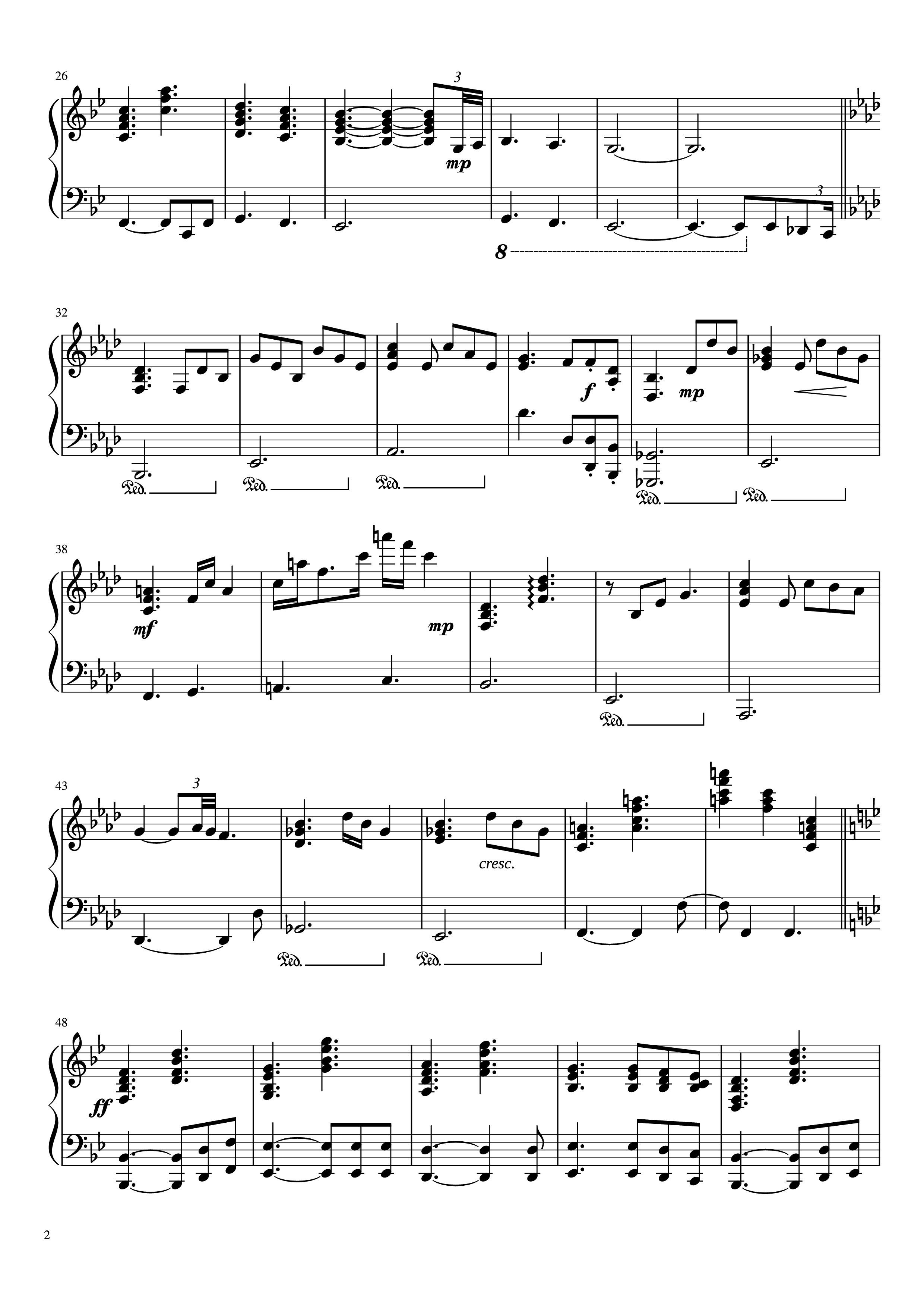 Page 2 of the piano sheet music PDF Piano – Perfect Day Piano by Lou Reed Transcribed by Trumpetdude315