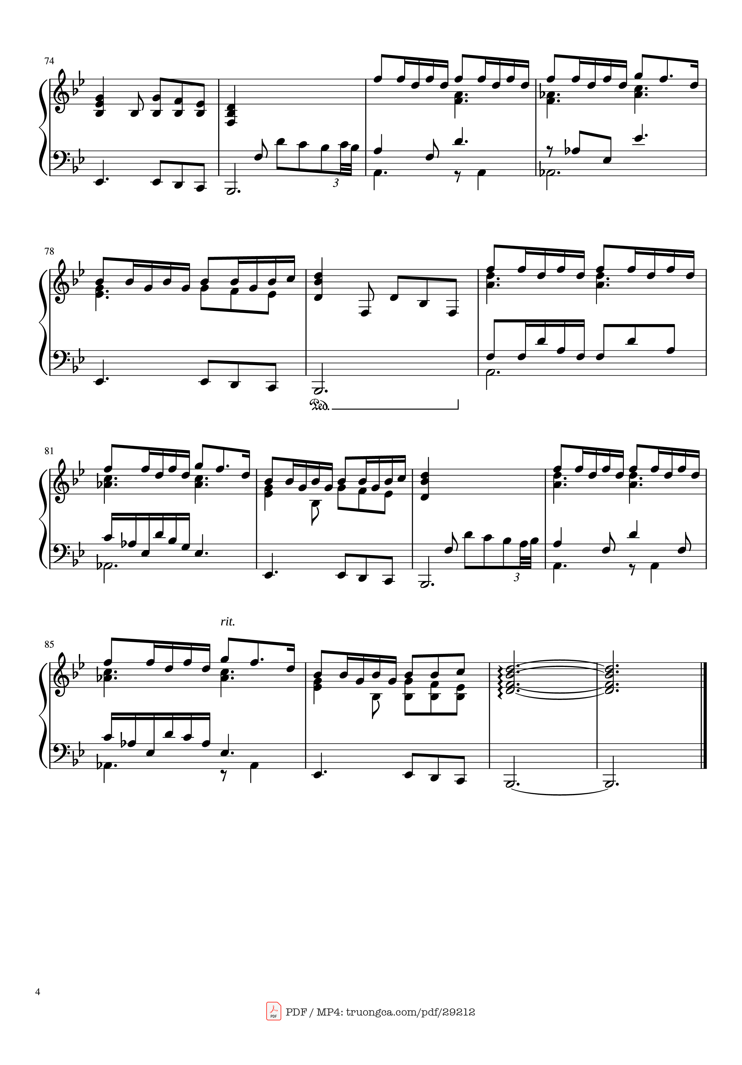 Page 4 of the piano sheet music PDF Piano – Perfect Day Piano by Lou Reed Transcribed by Trumpetdude315