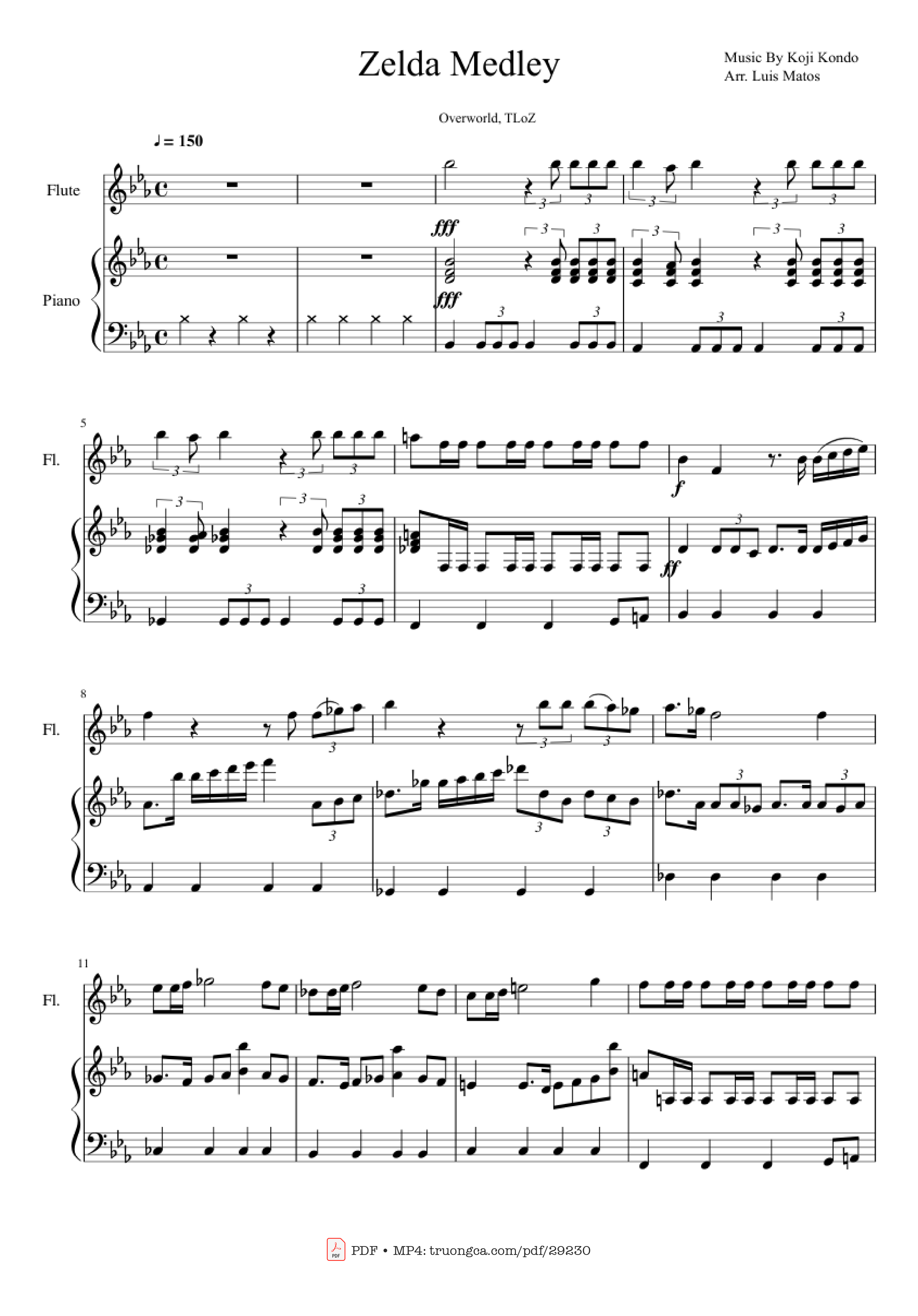 Page 1 of the piano sheet music PDF Piano – Zelda Medley Piano by Undefined