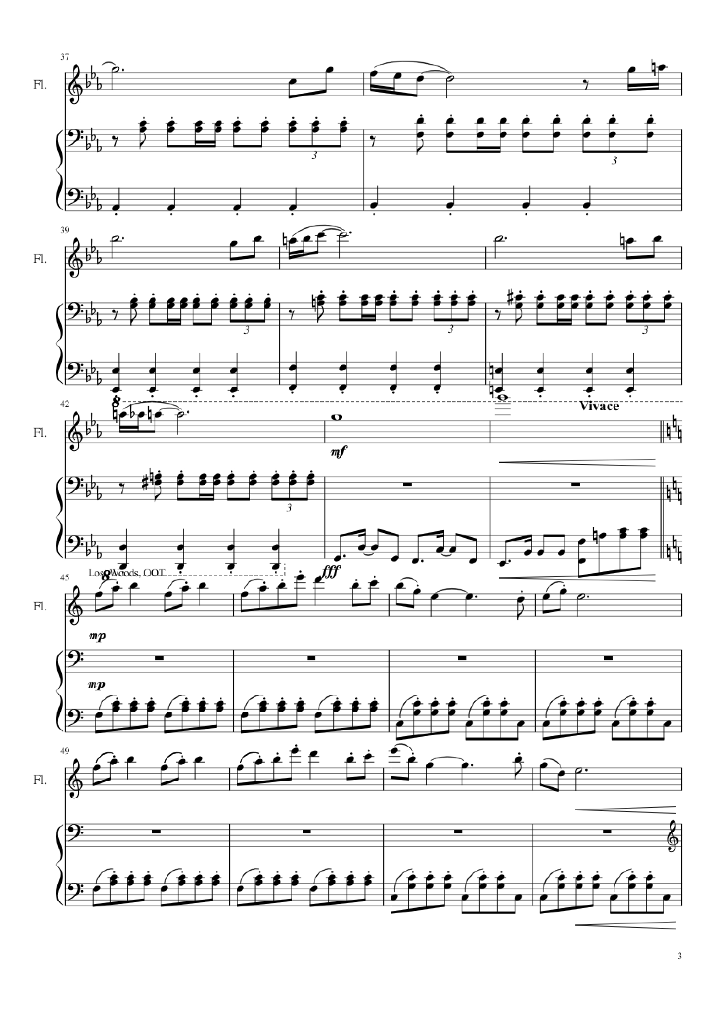 Page 3 of the piano sheet music PDF Piano – Zelda Medley Piano by Undefined
