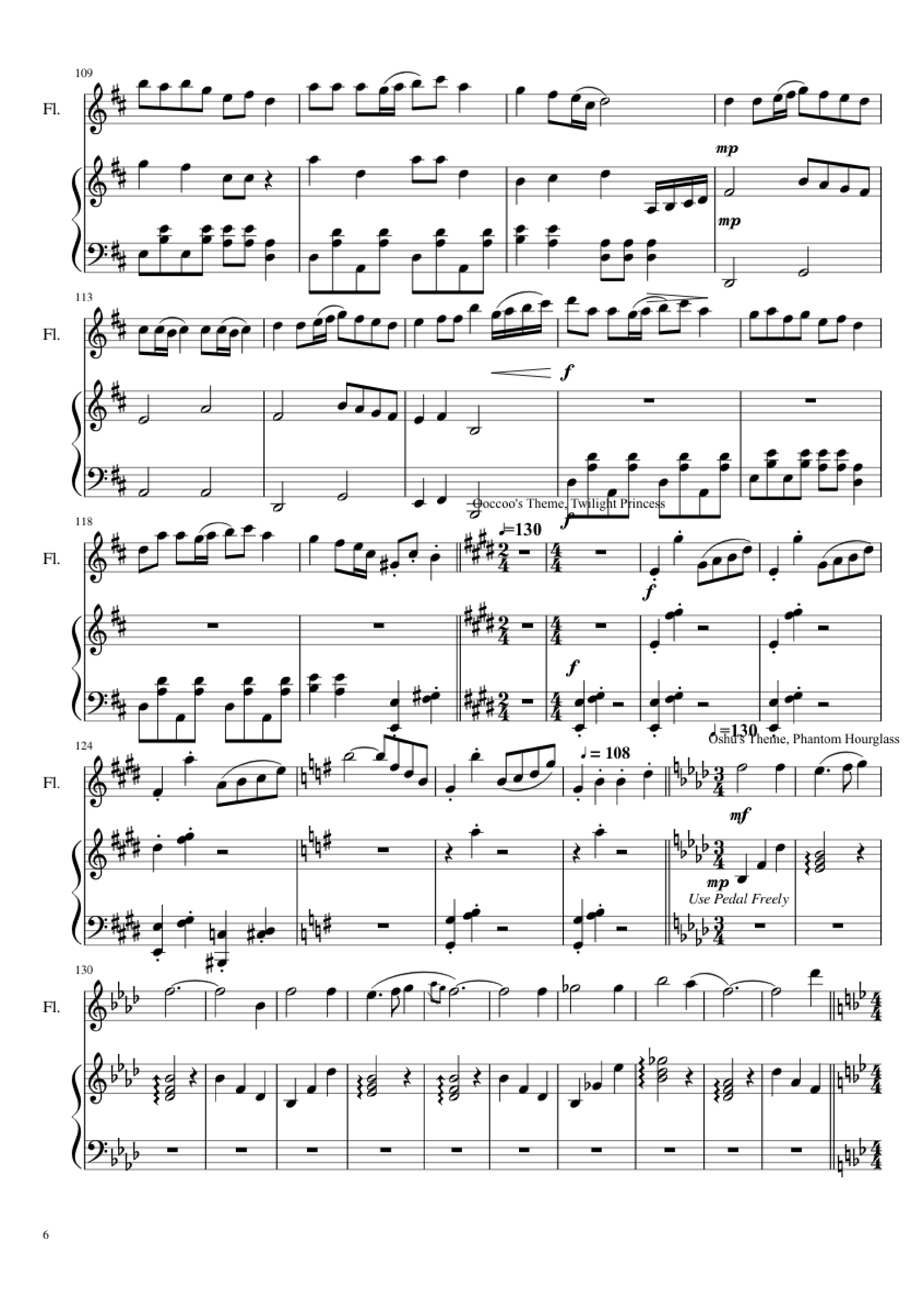 Page 6 of the piano sheet music PDF Piano – Zelda Medley Piano by Undefined