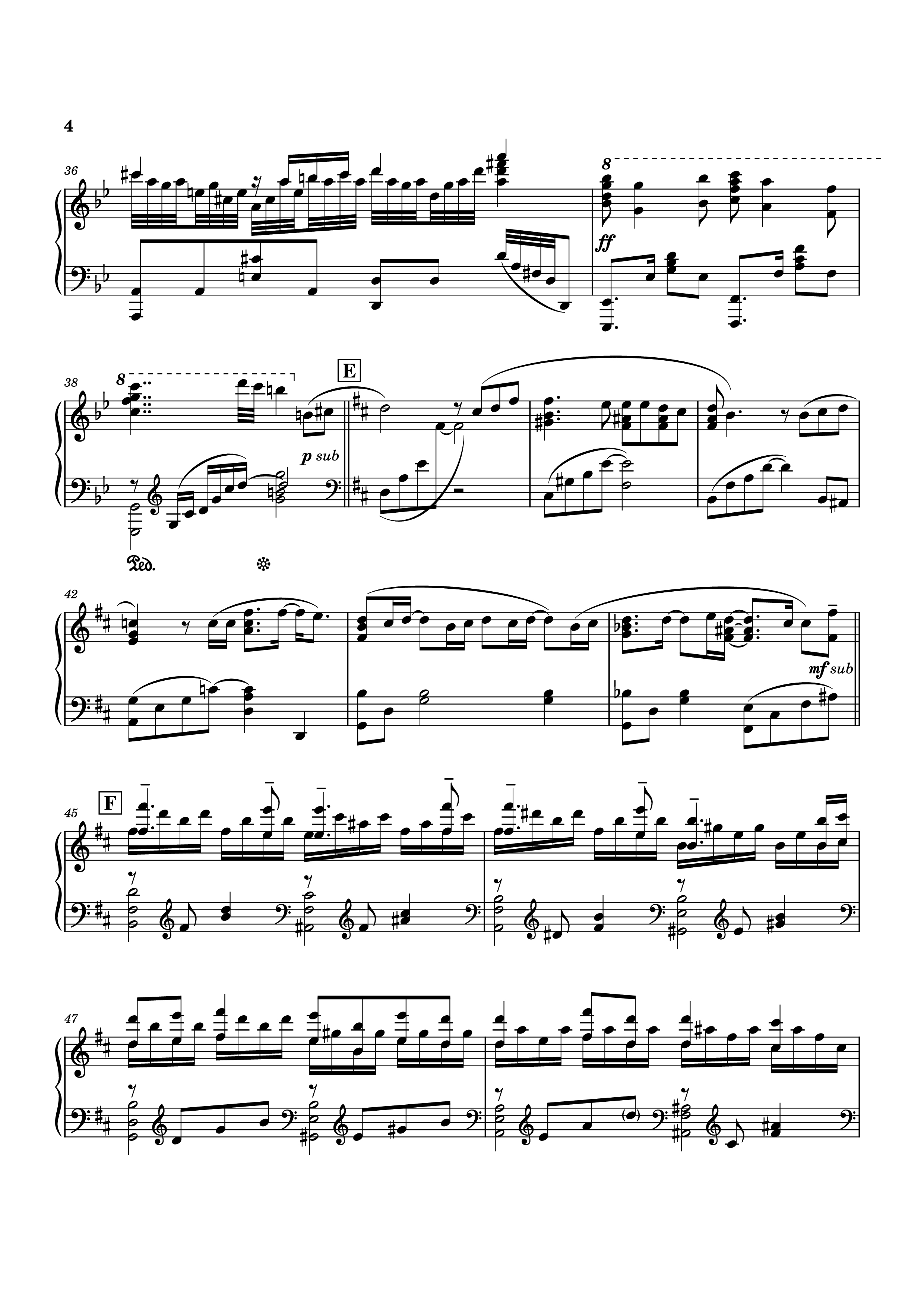 Page 4 of the piano sheet music PDF Piano – To You, 2000... or...20000 Years From Now Piano by Original music by Linked Horizon