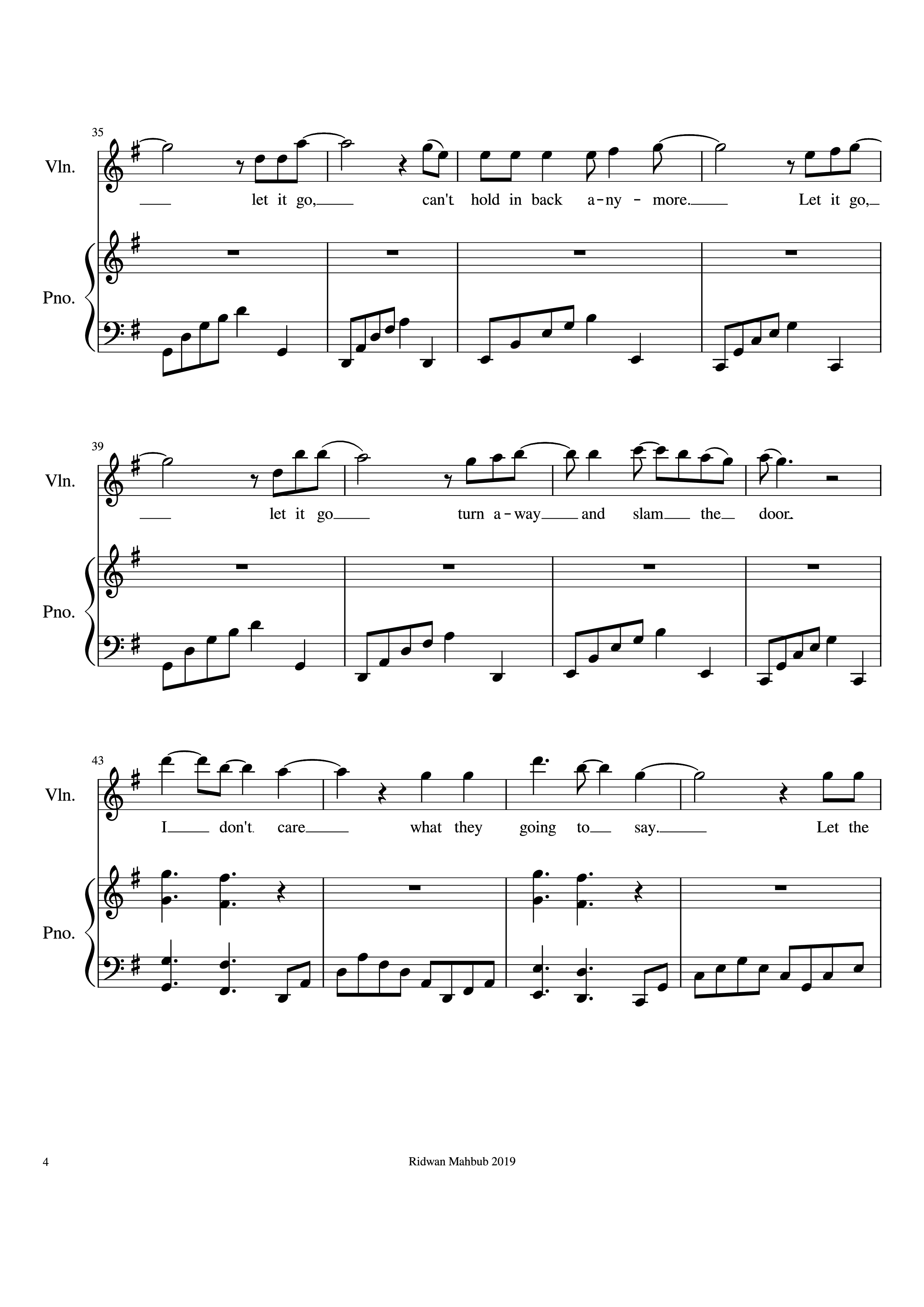 Page 4 of the piano sheet music PDF Piano – Let It Go Piano by Bobby Lopez