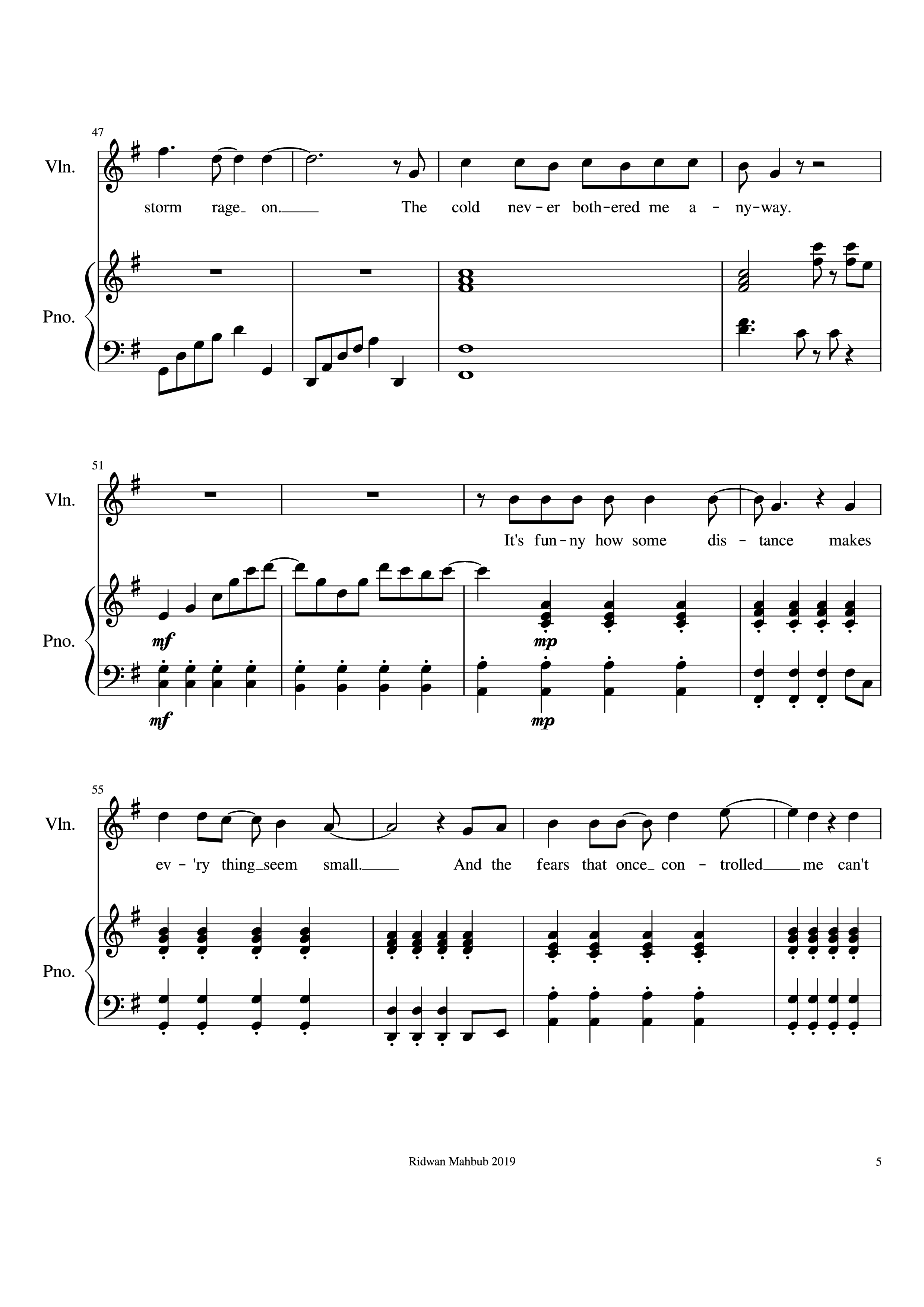 Page 5 of the piano sheet music PDF Piano – Let It Go Piano by Bobby Lopez