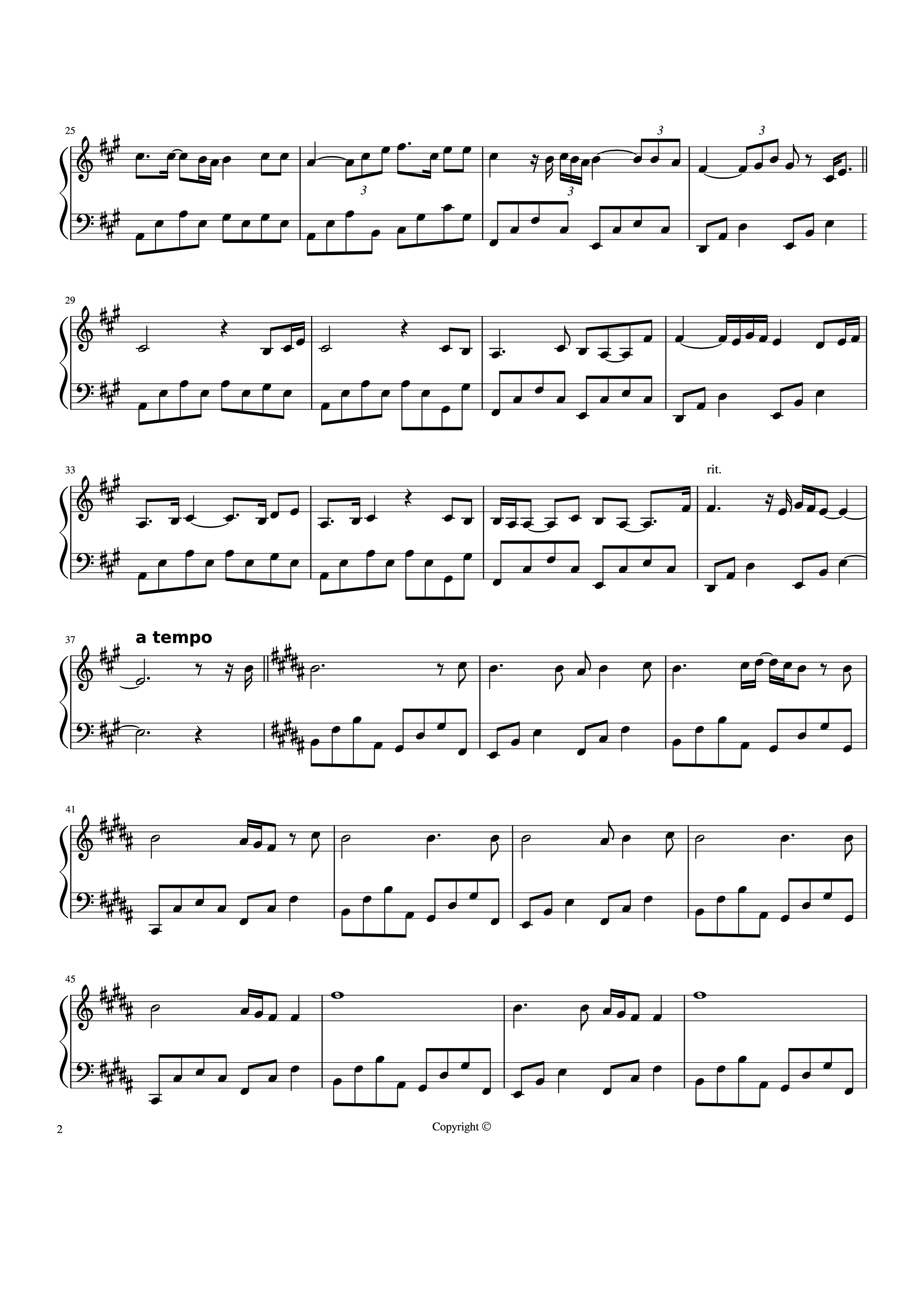 Page 2 of the piano sheet music PDF Piano – I will always love you Piano by Whitney Houston
