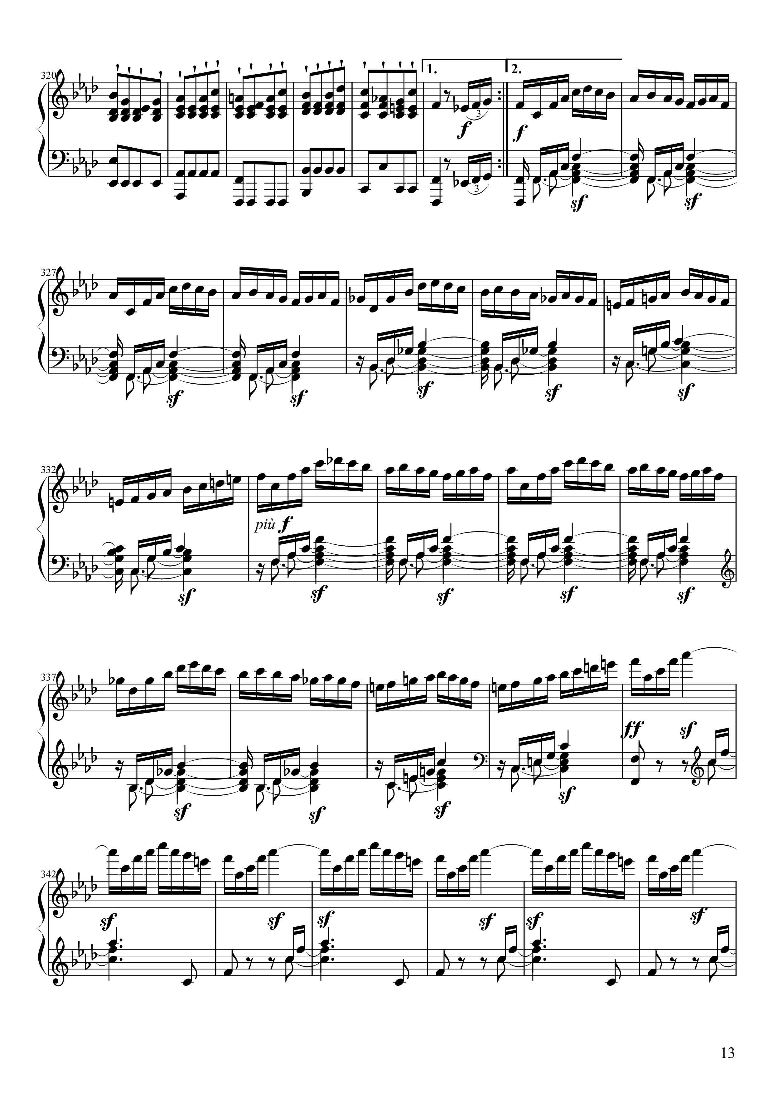 Page 13 of the piano sheet music PDF Piano – Sonate No. 23, Appassionata 3rd Movement by Ludwig van Beethoven