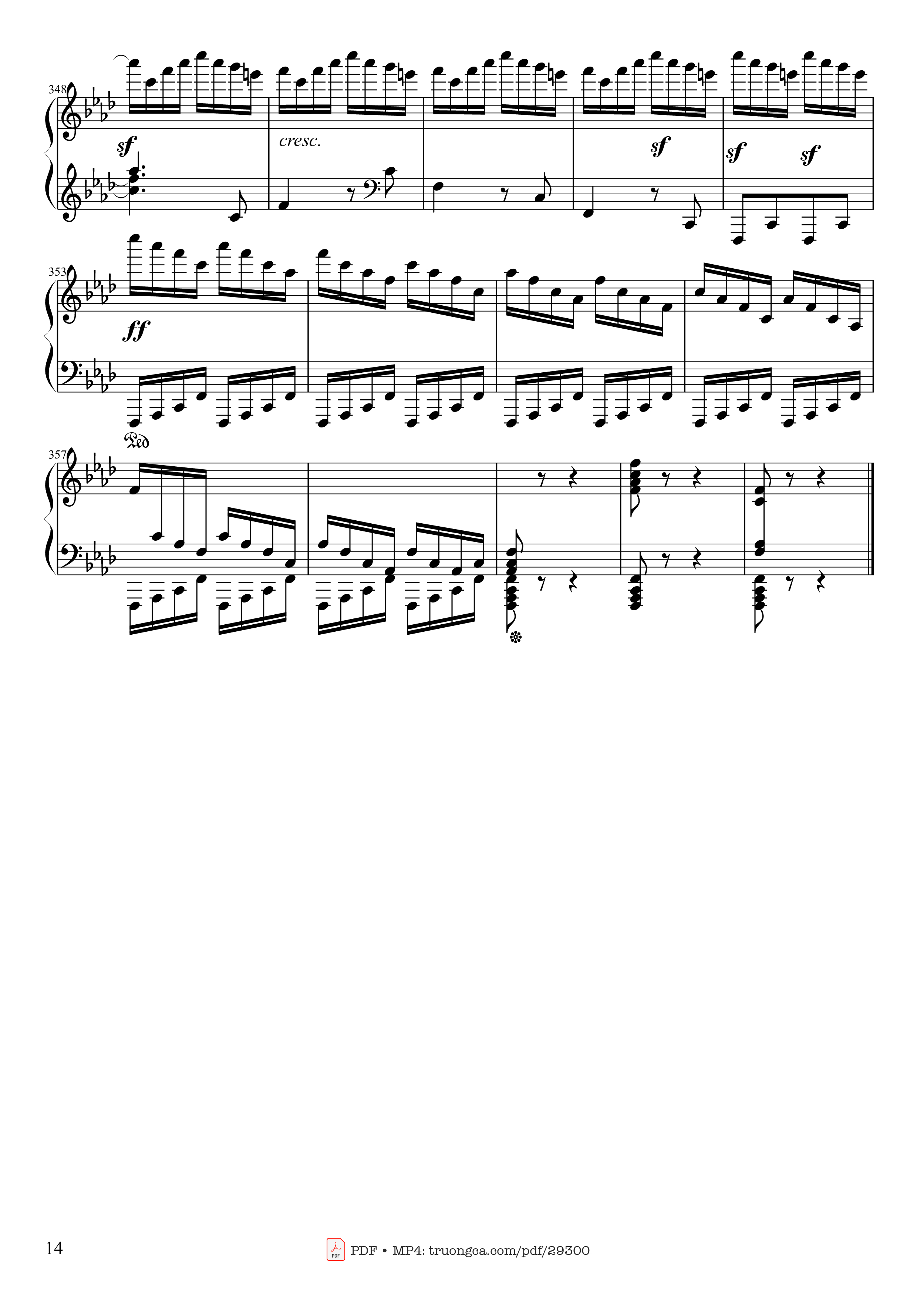 Page 14 of the piano sheet music PDF Piano – Sonate No. 23, Appassionata 3rd Movement by Ludwig van Beethoven