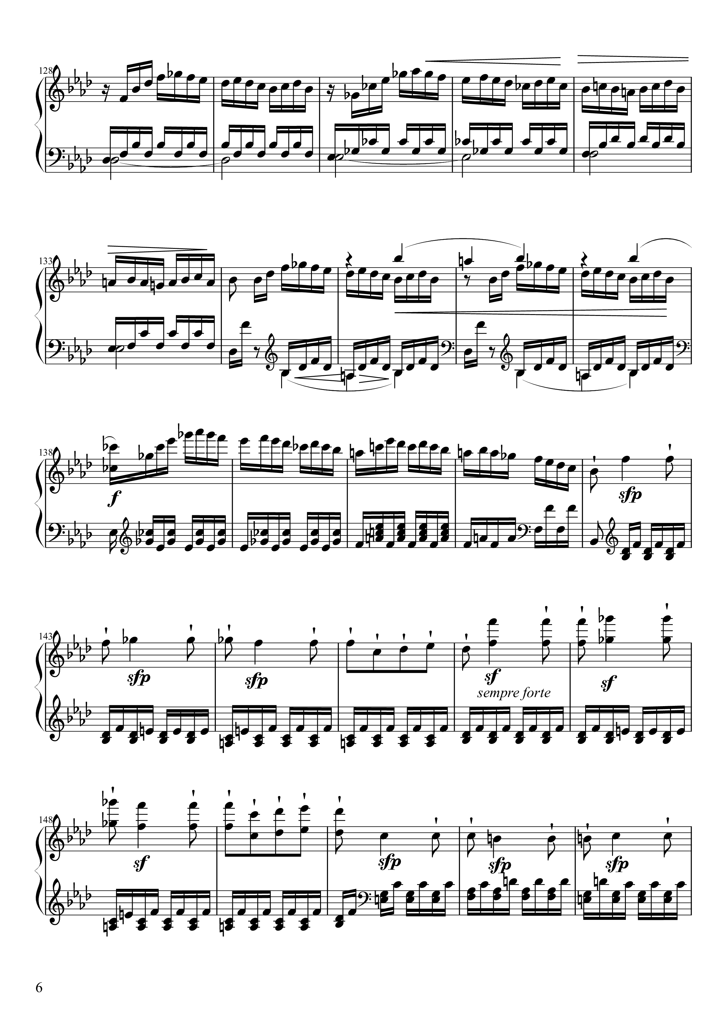 Page 6 of the piano sheet music PDF Piano – Sonate No. 23, Appassionata 3rd Movement by Ludwig van Beethoven
