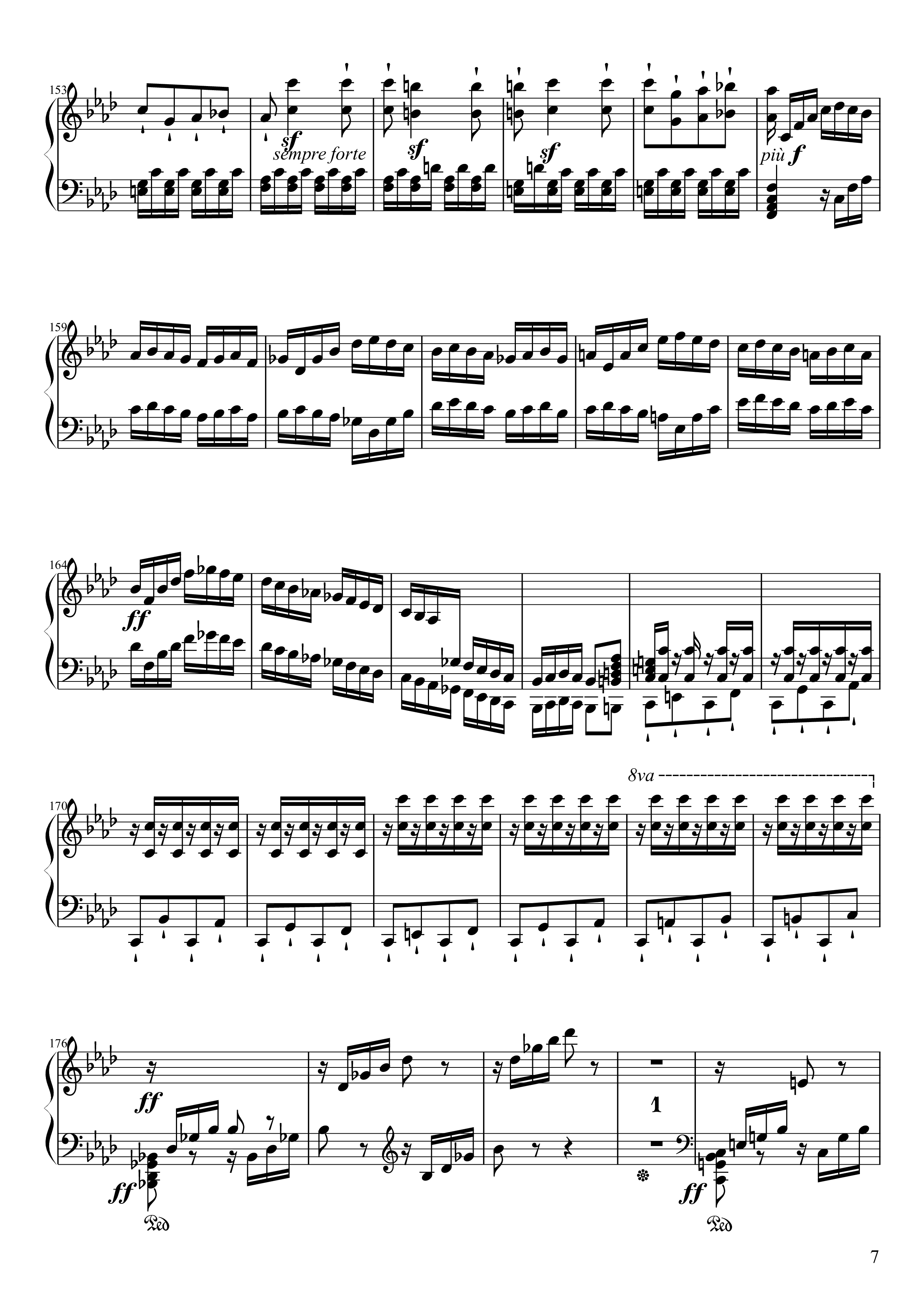 Page 7 of the piano sheet music PDF Piano – Sonate No. 23, Appassionata 3rd Movement by Ludwig van Beethoven
