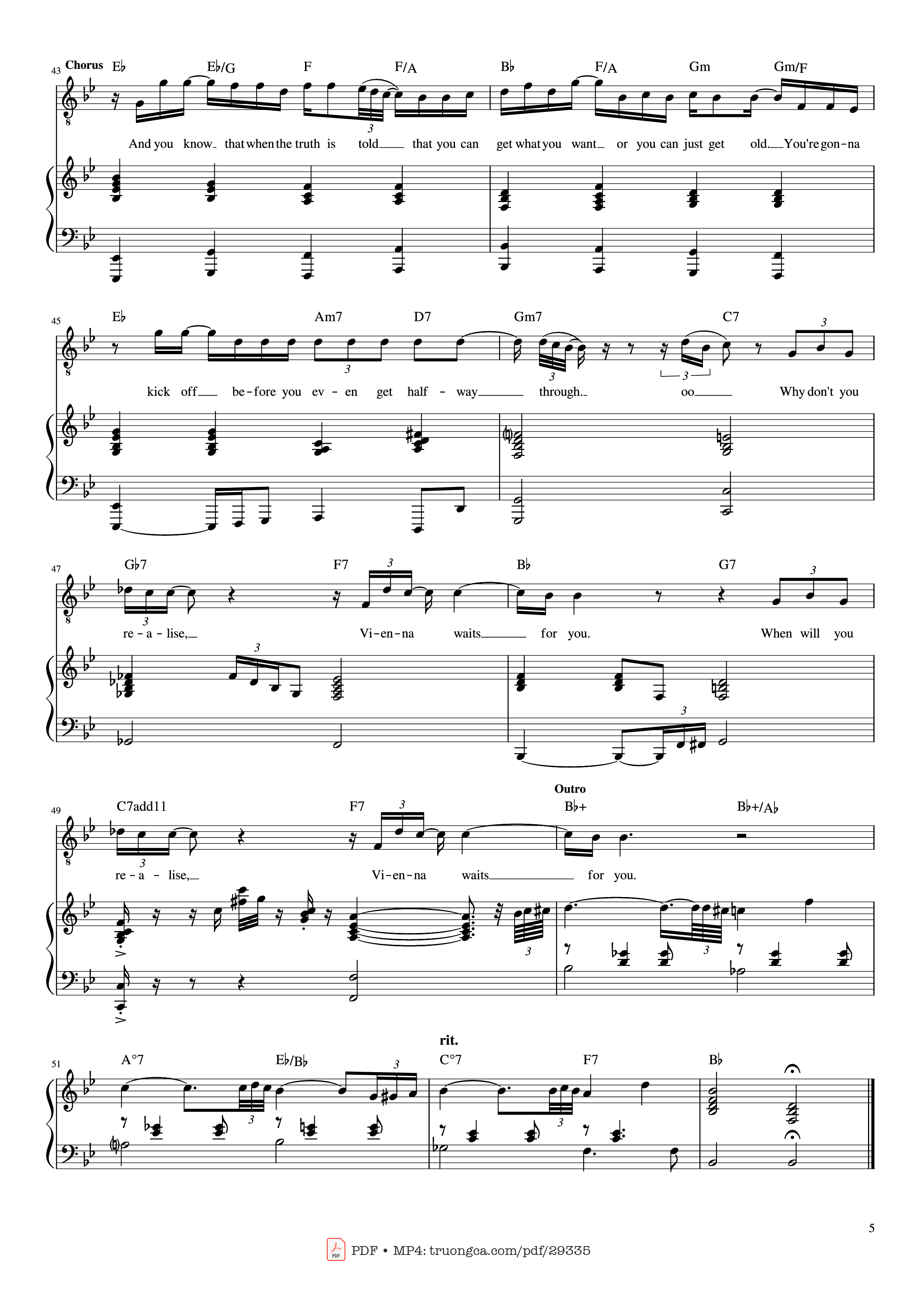 Page 5 of the piano sheet music PDF Piano – Vienna Piano by Words and Music by