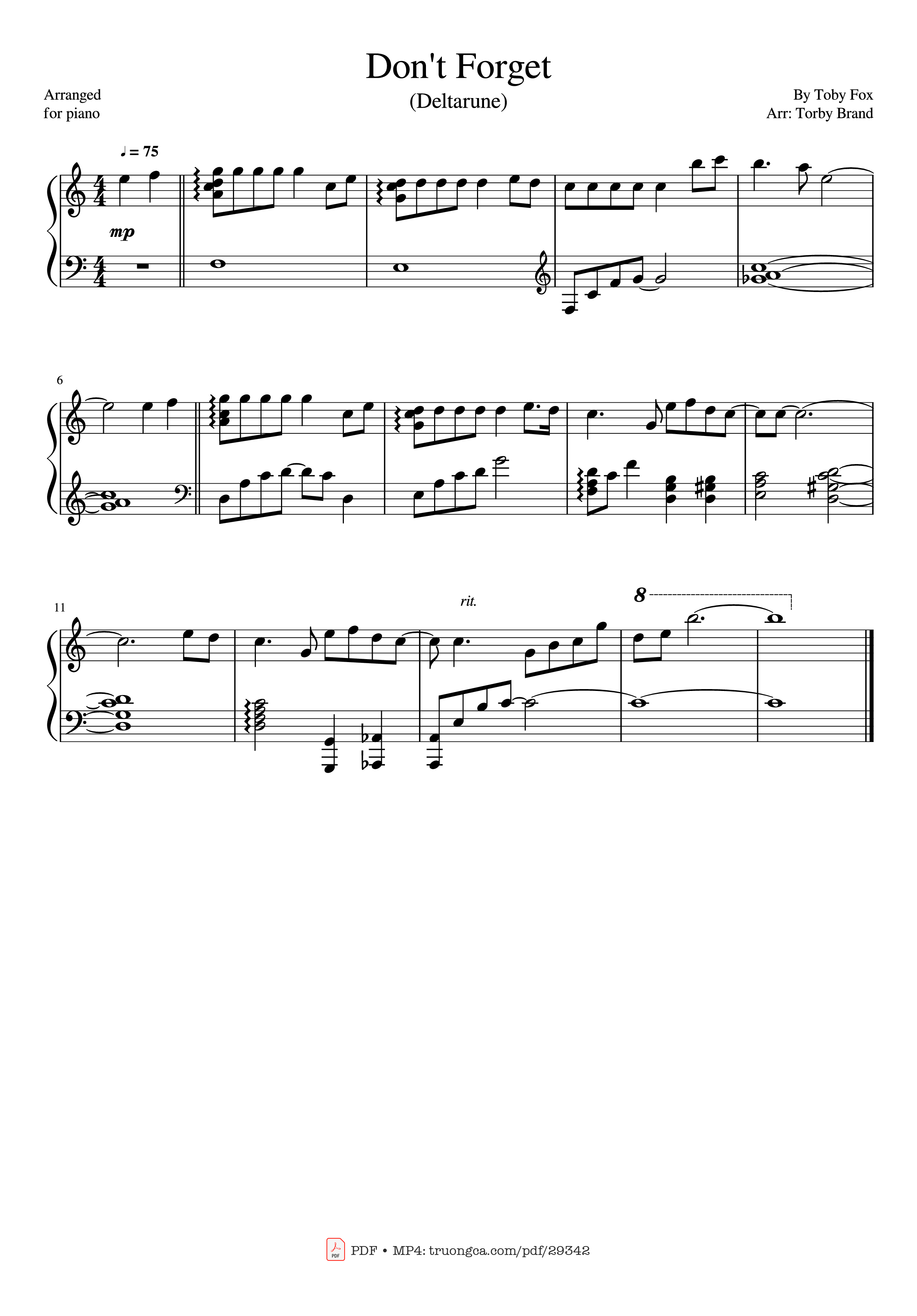 Page 1 of the piano sheet music PDF Piano – Don