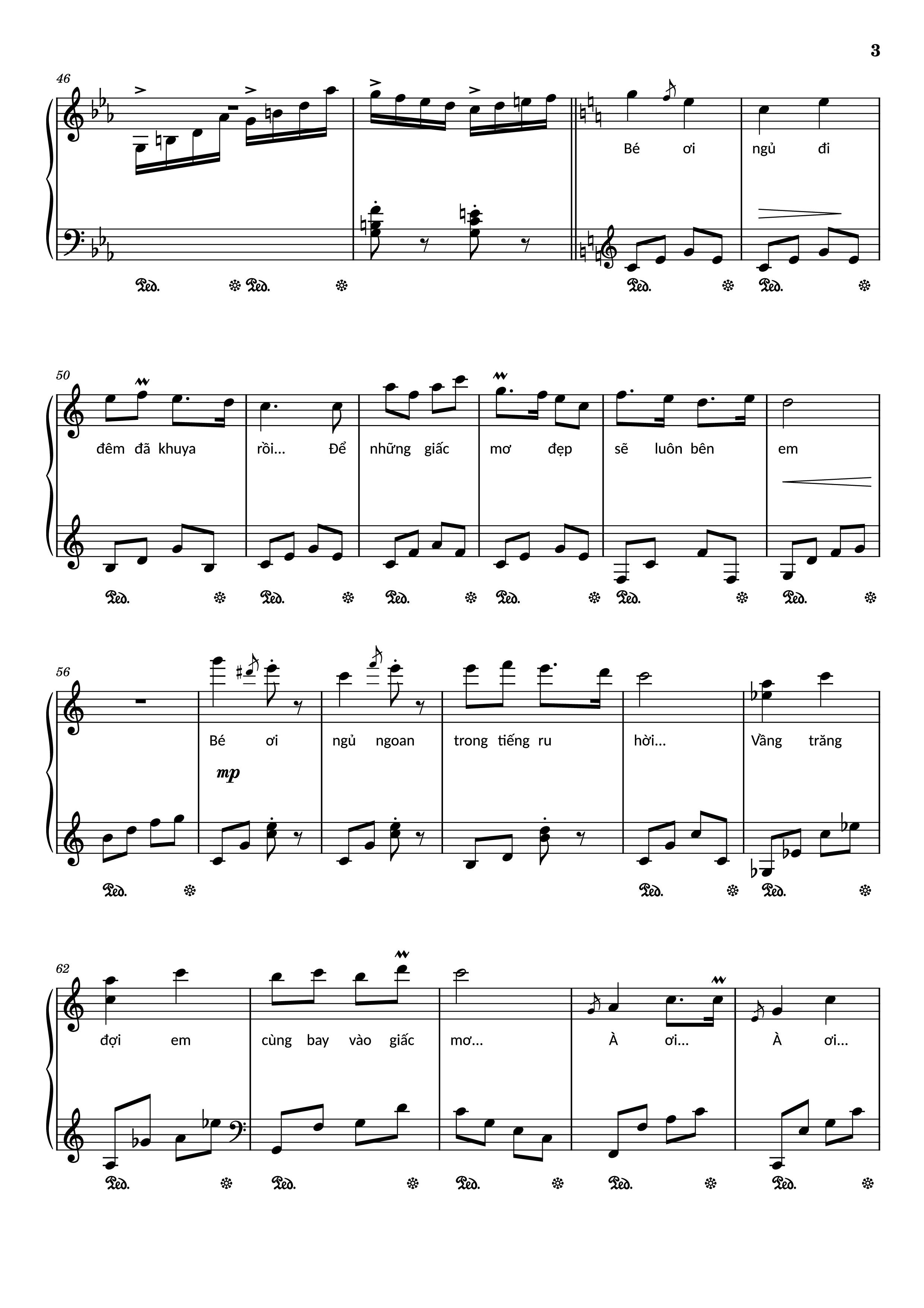 Page 3 of the piano sheet music PDF Piano – Chúc bé ngủ ngon Piano Hay by Lưu Hà An
