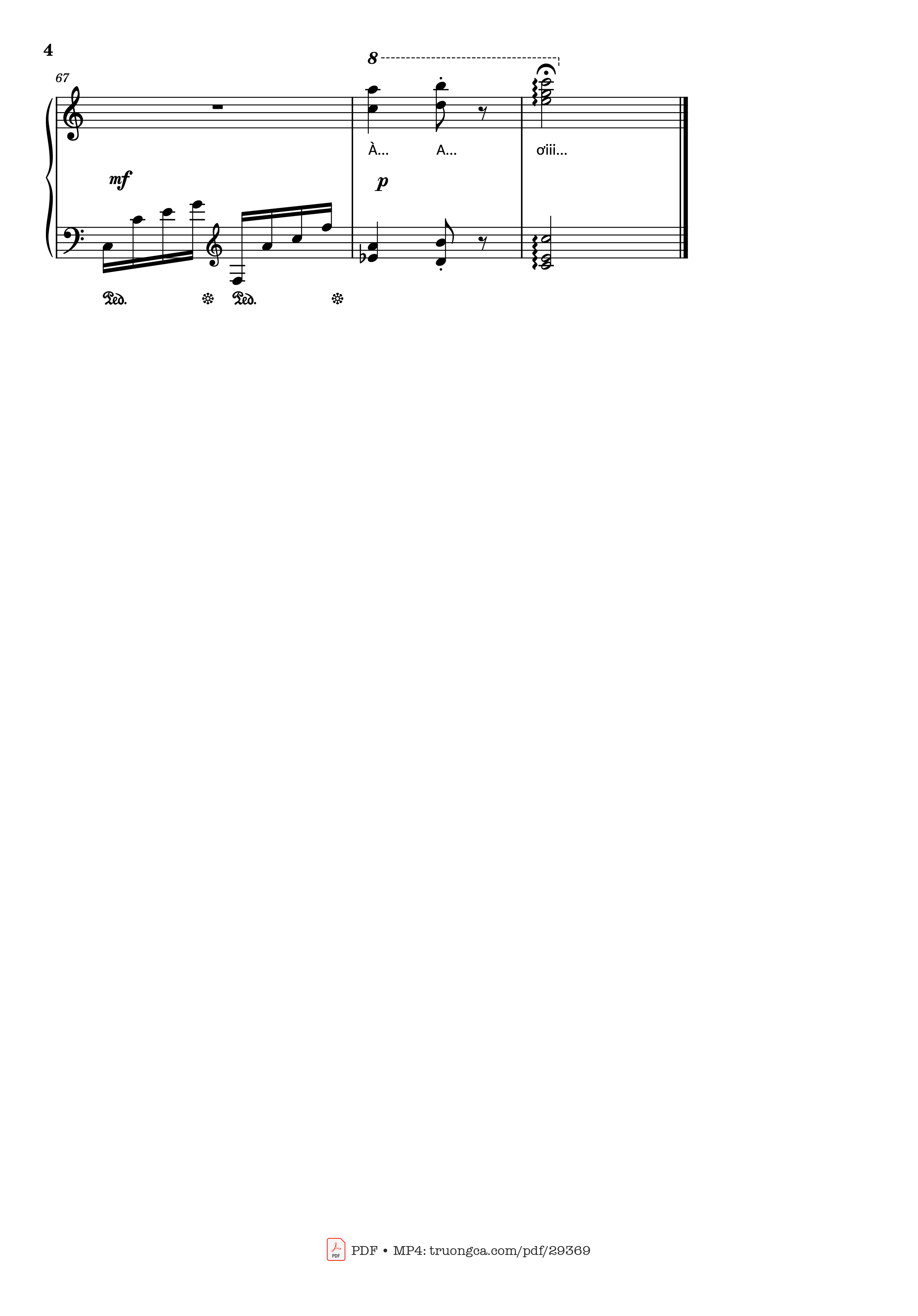 Page 4 of the piano sheet music PDF Piano – Chúc bé ngủ ngon Piano Hay by Lưu Hà An