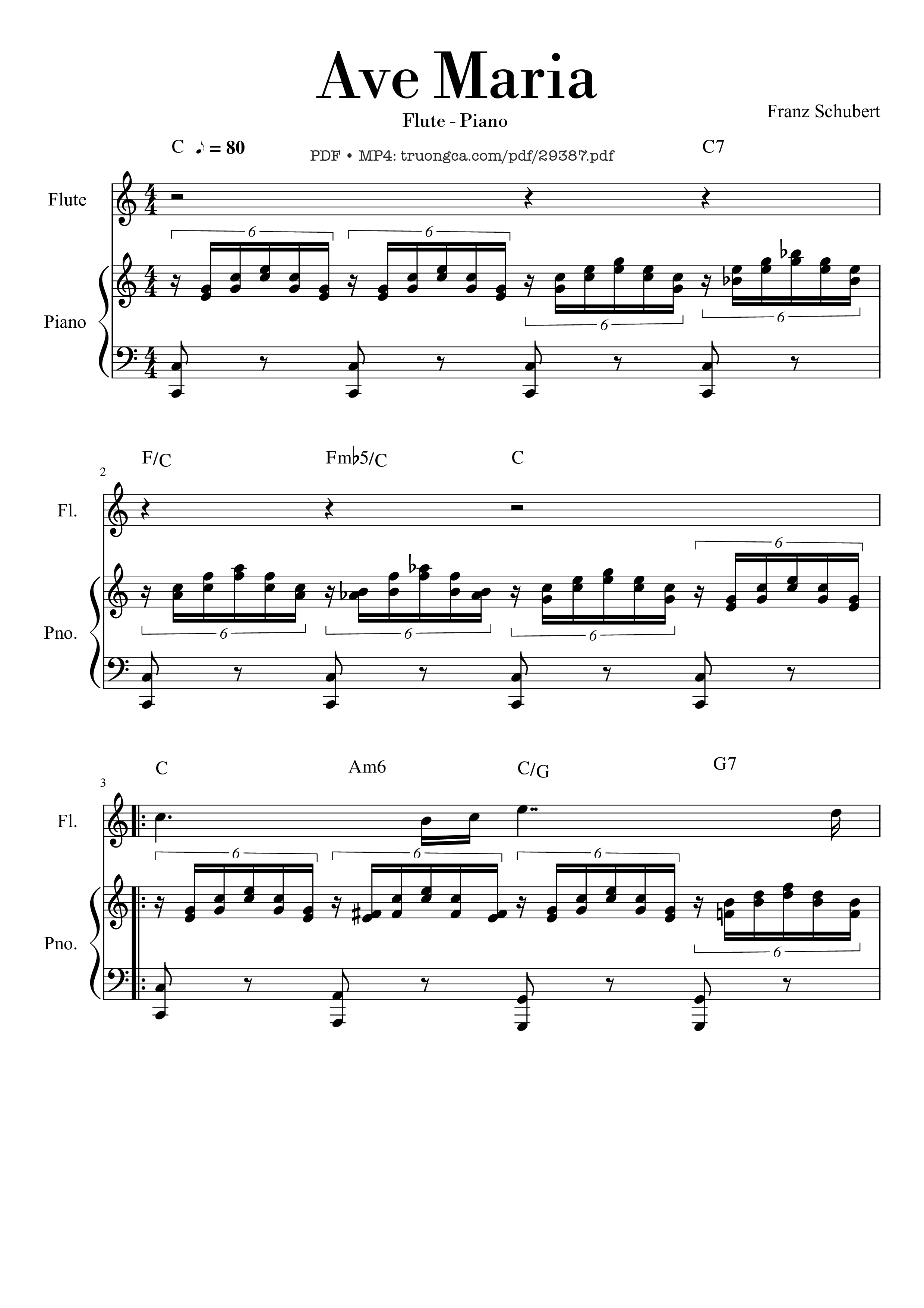 Page 1 of the piano sheet music PDF Piano – Ave Maria Piano by Franz Schubert