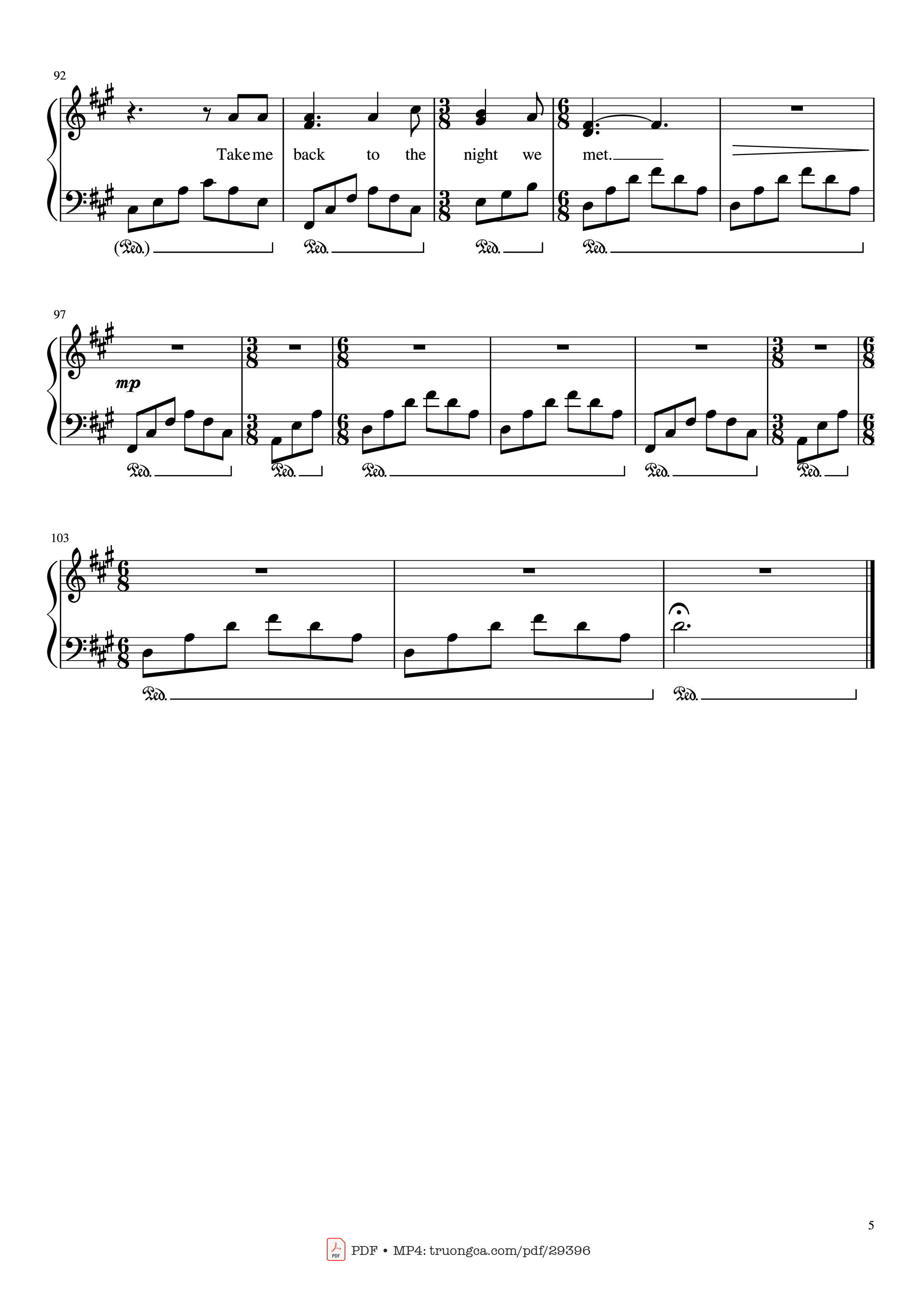 Page 5 of the piano sheet music PDF Piano – The Night We Met Piano by Lord Huron Arranged by MA