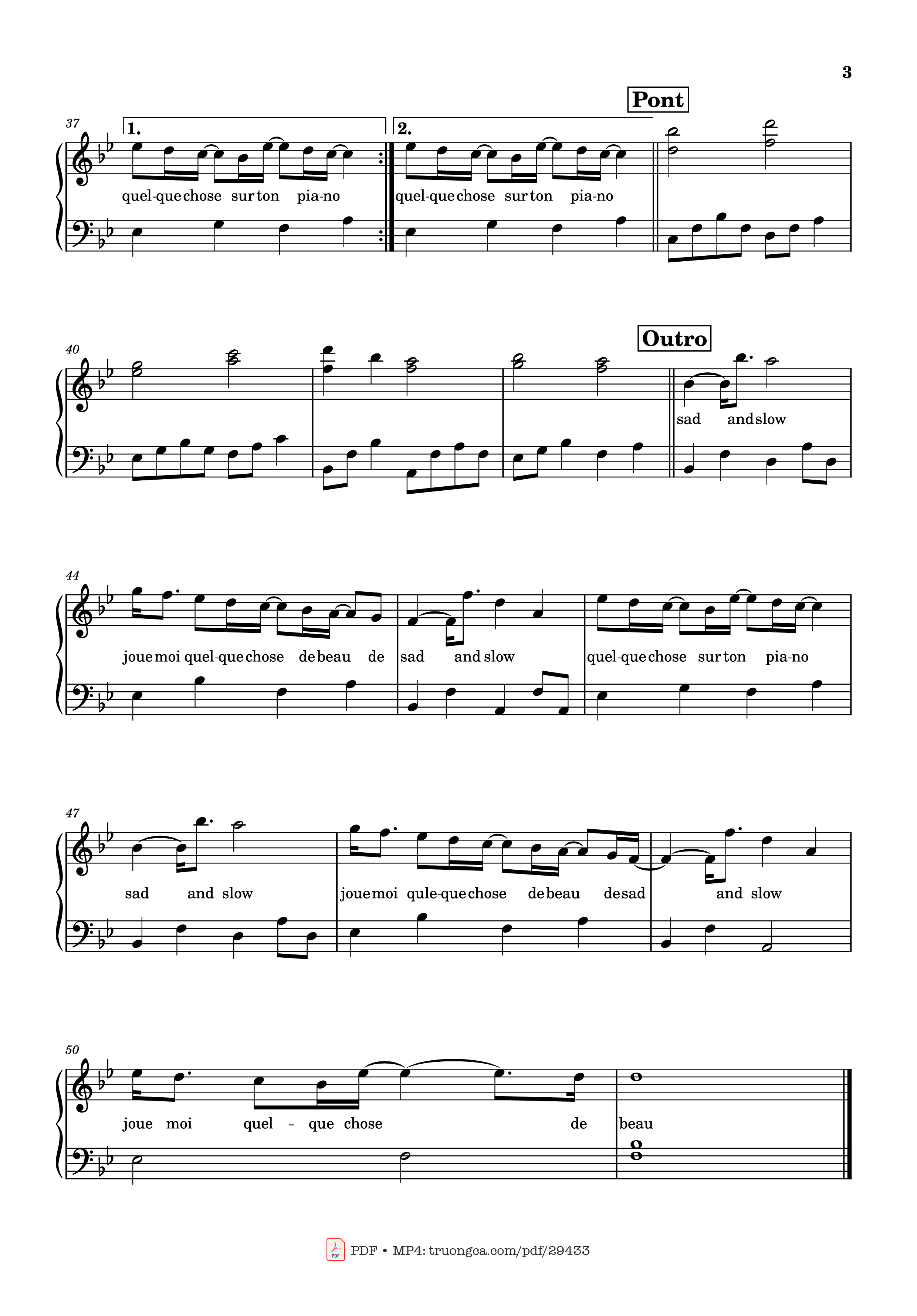 Page 3 of the piano sheet music PDF Piano – Sad And Slow Piano by Clara Luciani ft. Julien Doré