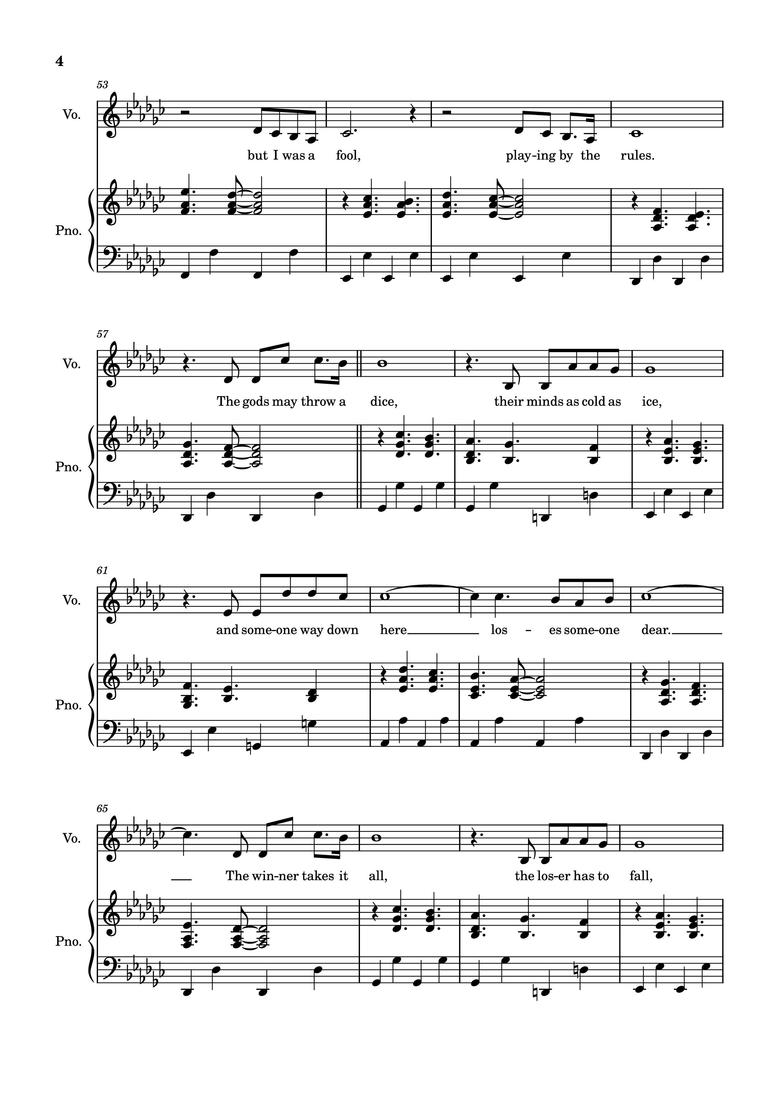 Page 4 of the piano sheet music PDF Piano – The Winner Takes It All Piano by Arr: Dinailson Lima