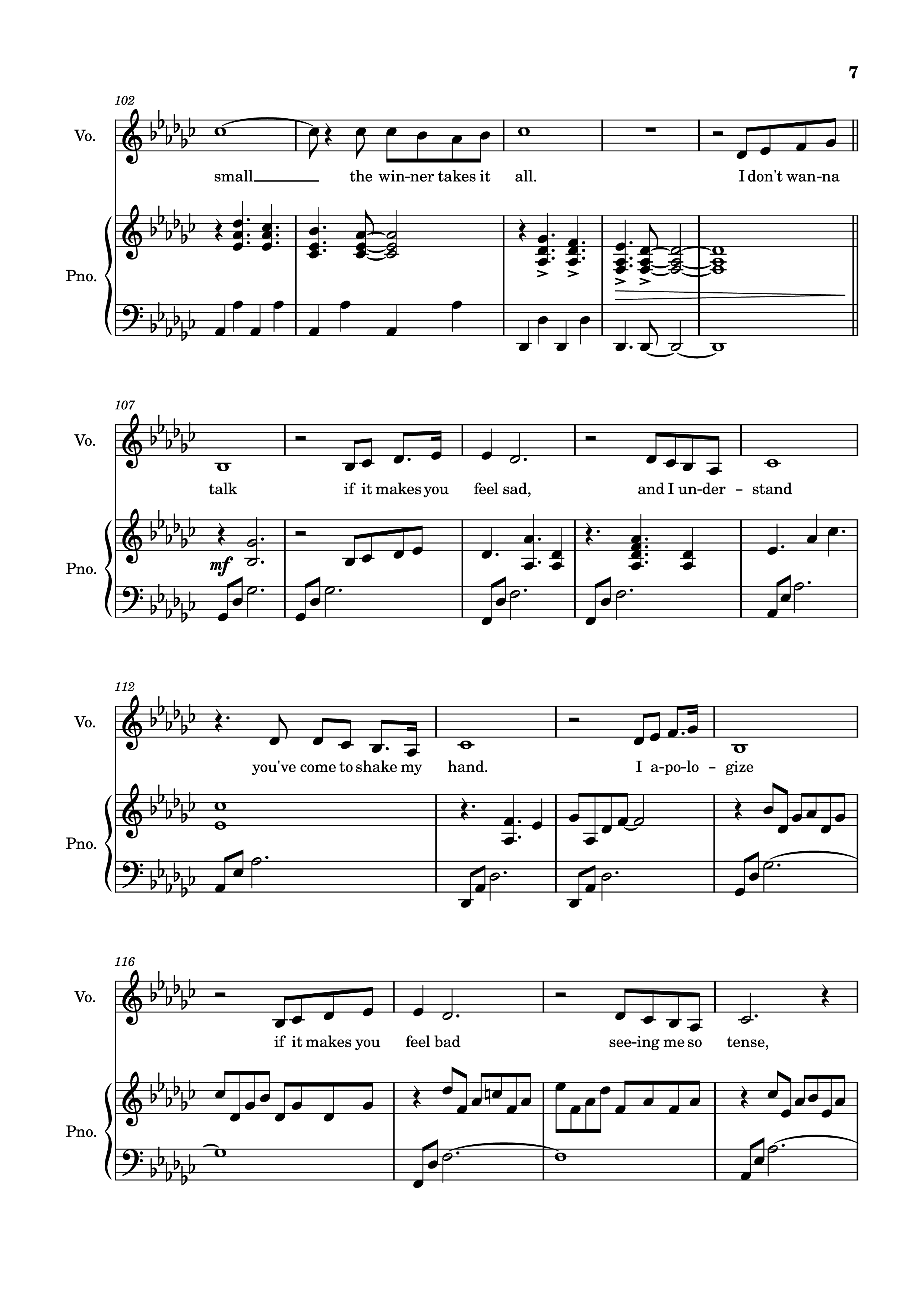 Page 7 of the piano sheet music PDF Piano – The Winner Takes It All Piano by Arr: Dinailson Lima