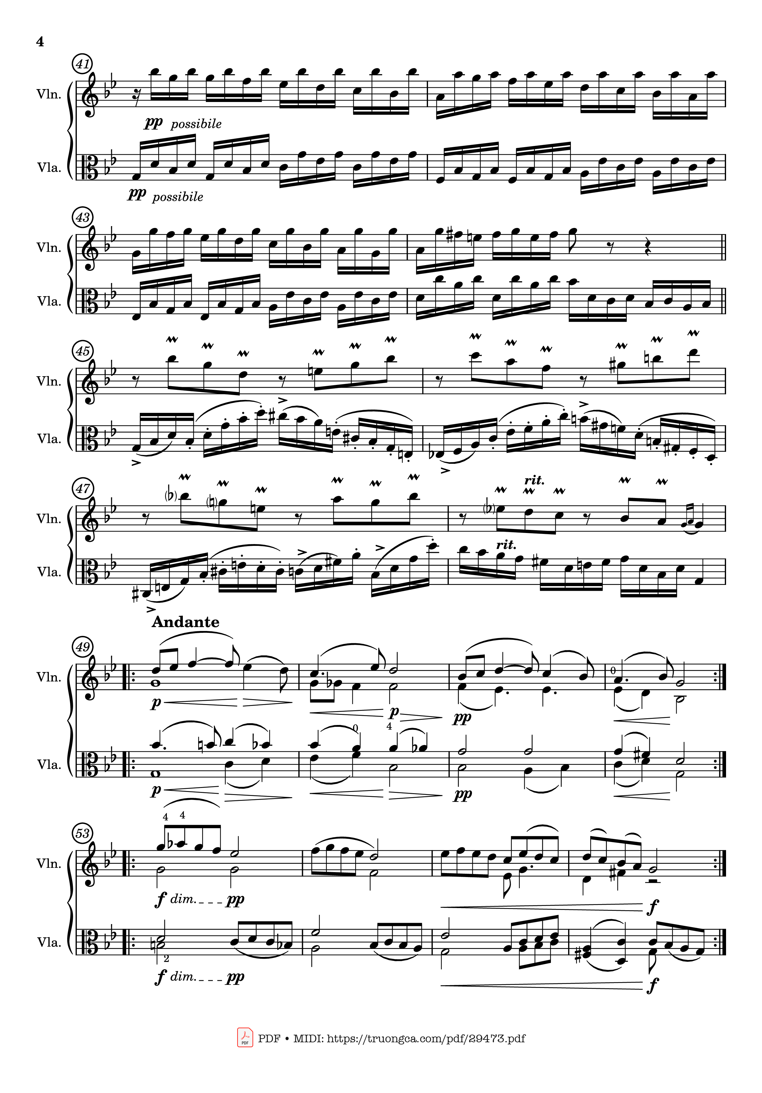 Page 4 of the piano sheet music PDF – Passacaglia for Violin and Viola by Johan Halvorsen