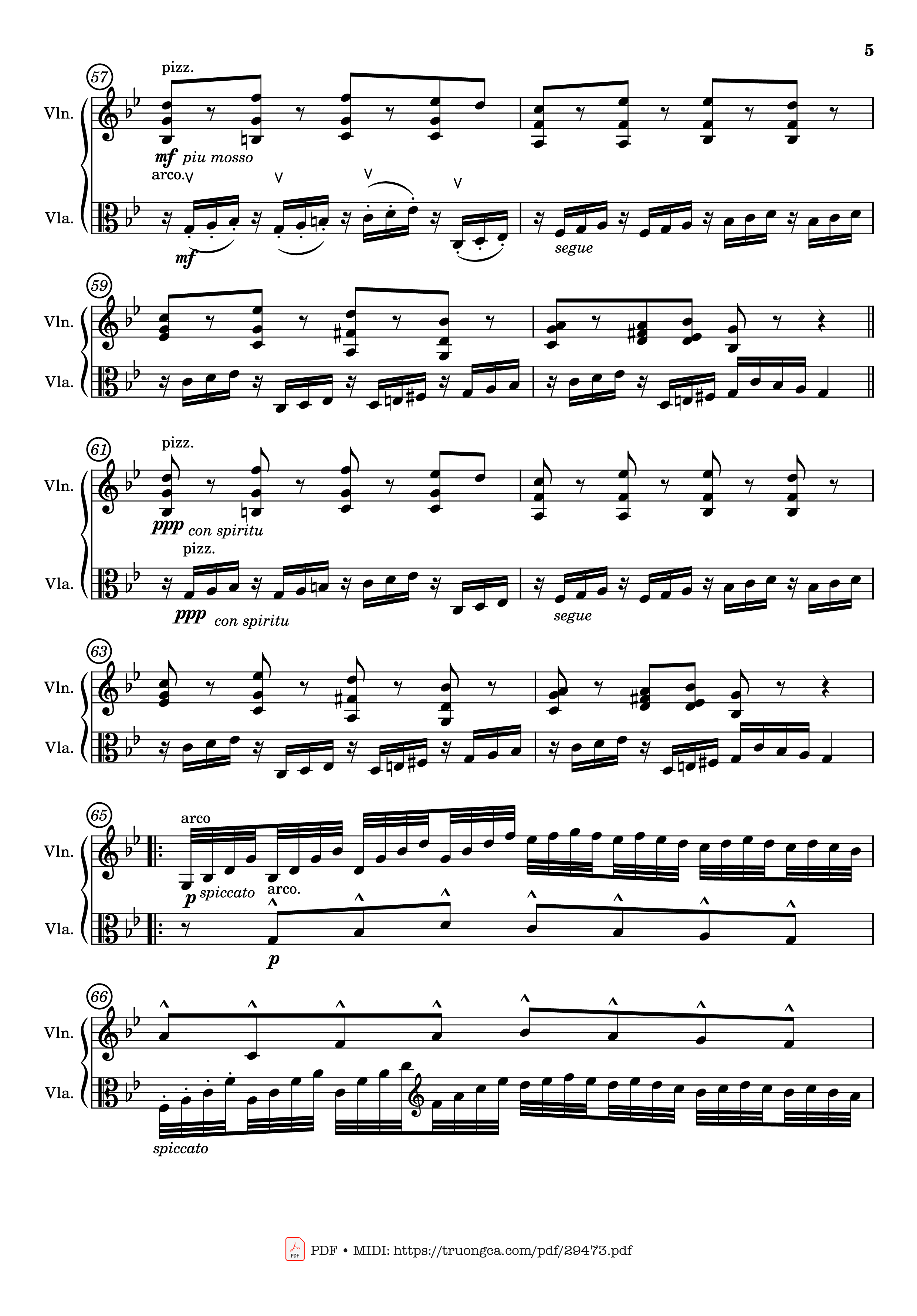 Page 5 of the piano sheet music PDF – Passacaglia for Violin and Viola by Johan Halvorsen