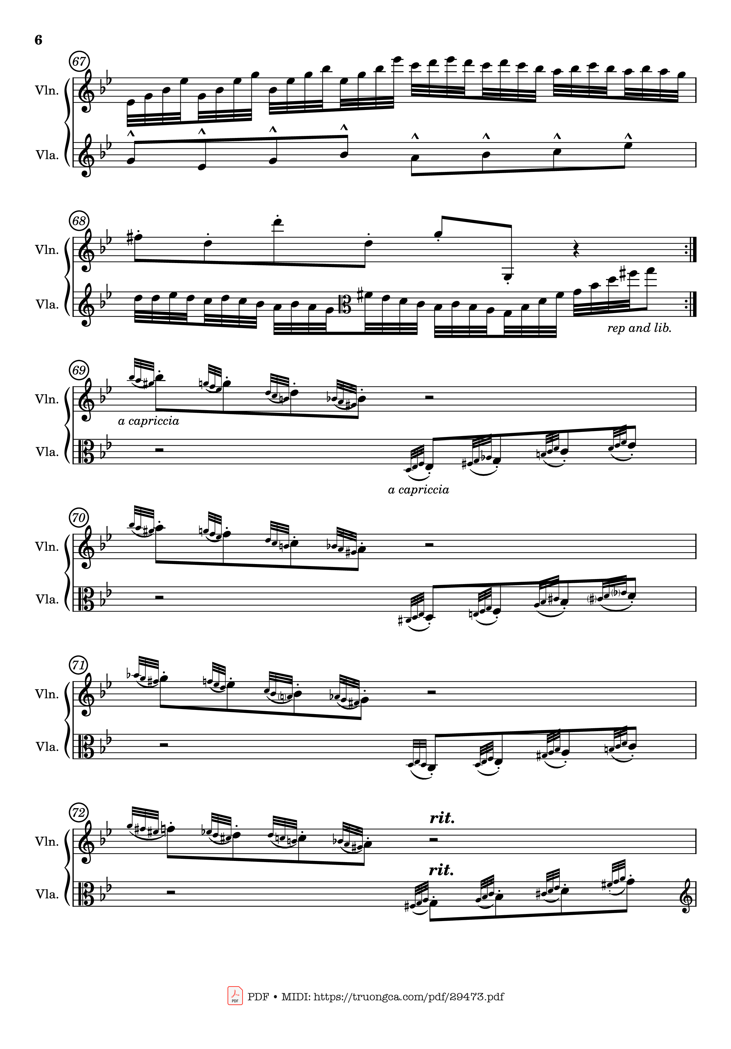 Page 6 of the piano sheet music PDF – Passacaglia for Violin and Viola by Johan Halvorsen