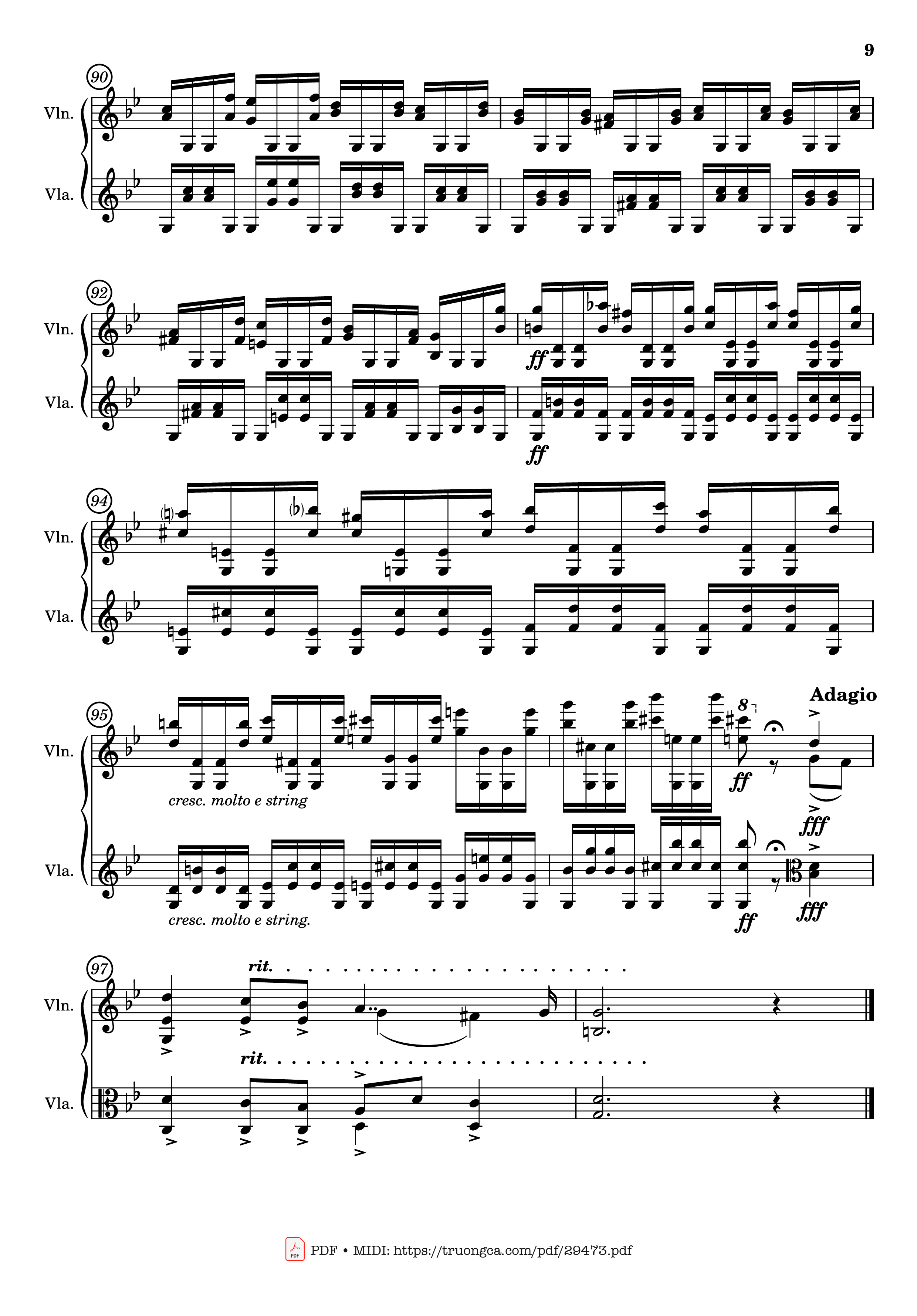 Page 9 of the piano sheet music PDF – Passacaglia for Violin and Viola by Johan Halvorsen