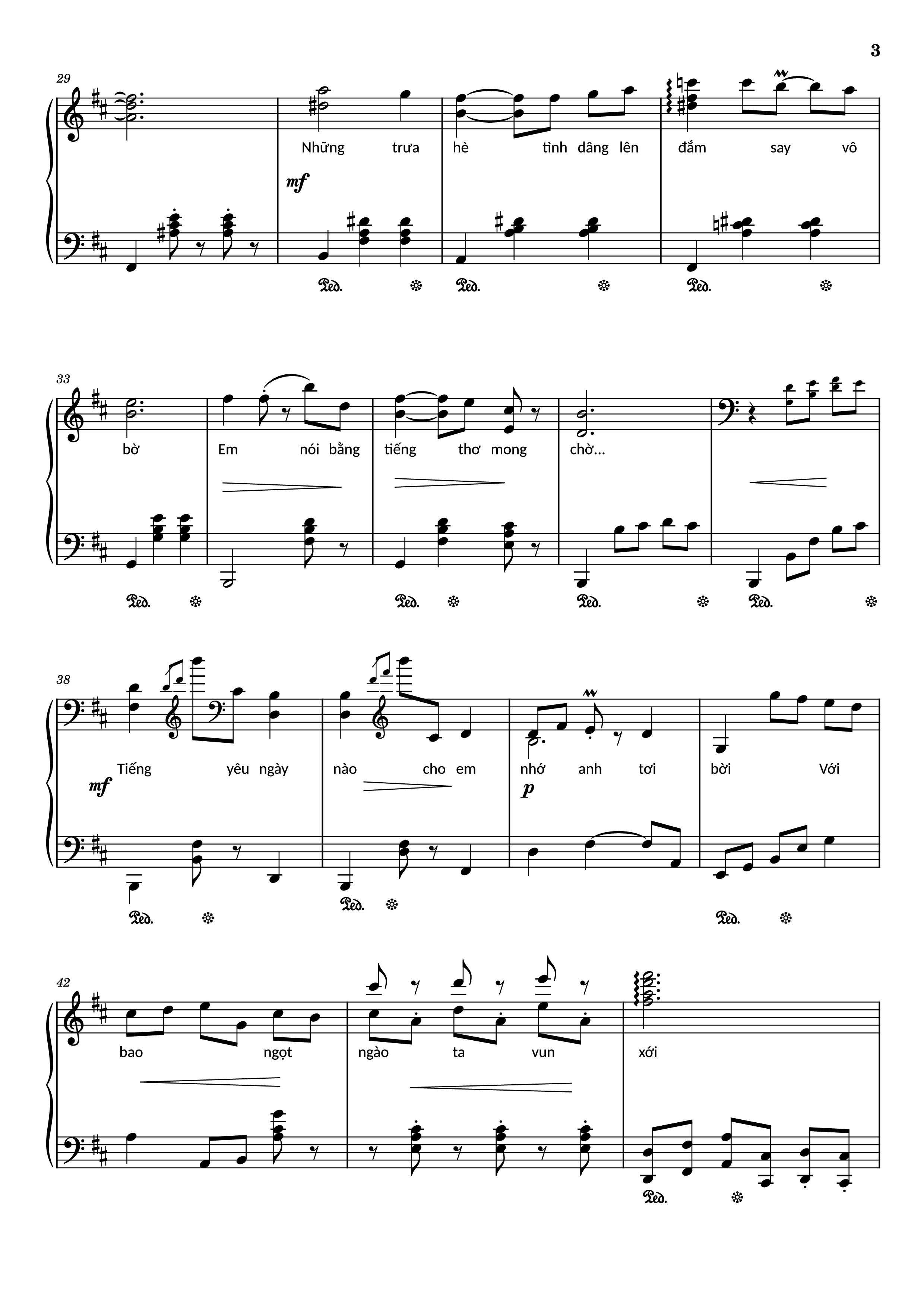 Page 3 of the piano sheet music PDF Piano – Đường xưa Piano by Nhạc: Quốc Dũng