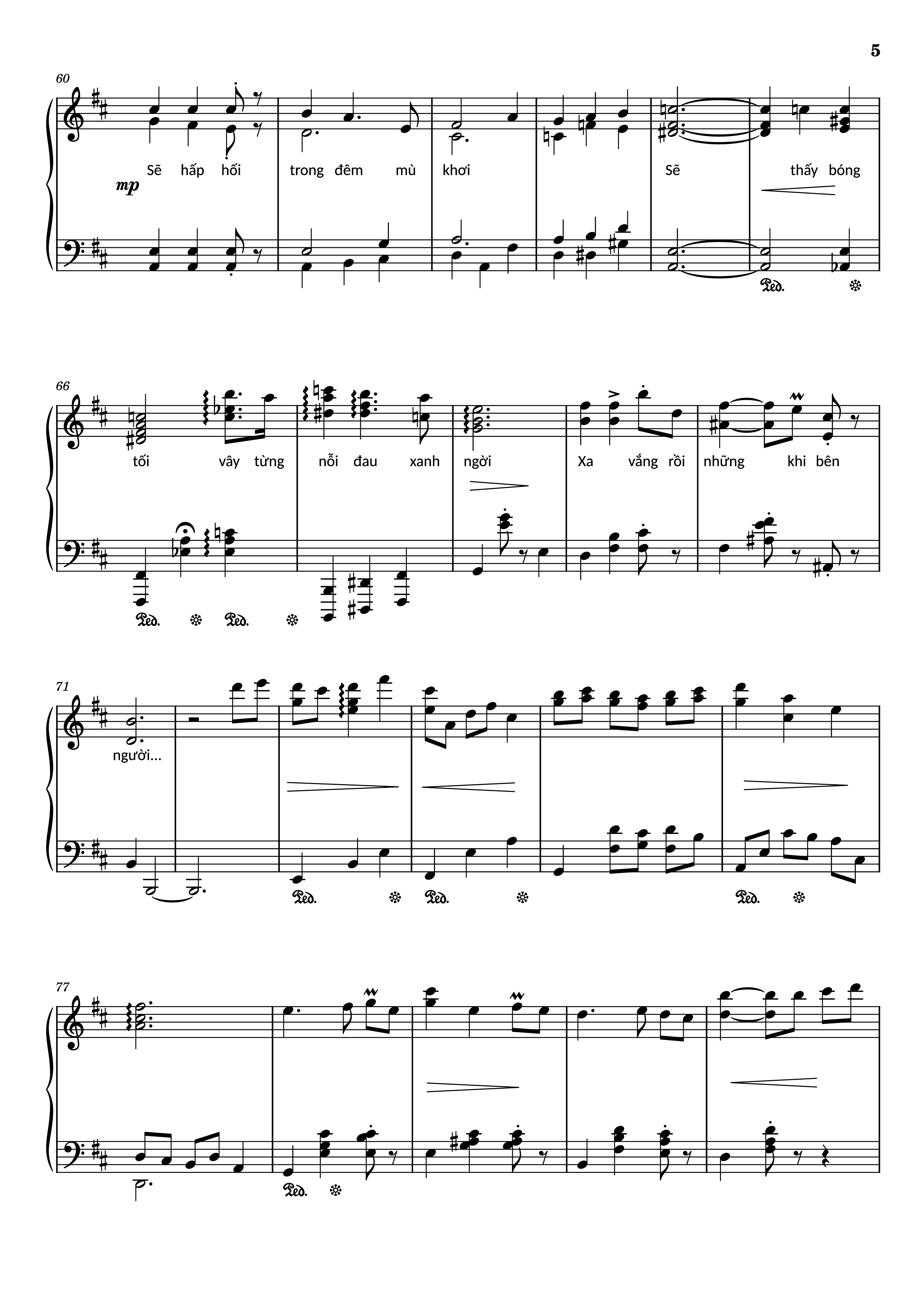 Page 5 of the piano sheet music PDF Piano – Đường xưa Piano by Nhạc: Quốc Dũng