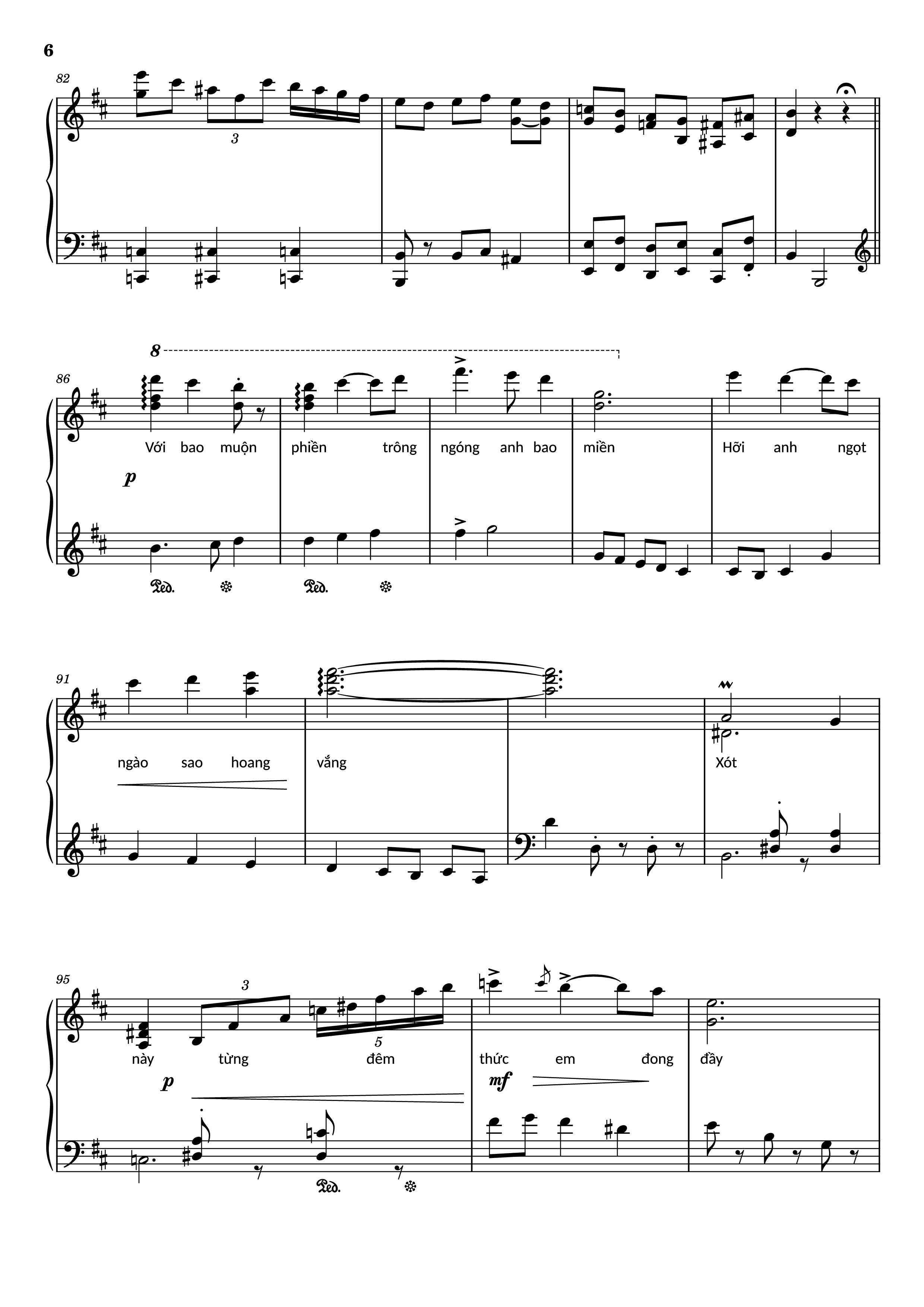 Page 6 of the piano sheet music PDF Piano – Đường xưa Piano by Nhạc: Quốc Dũng