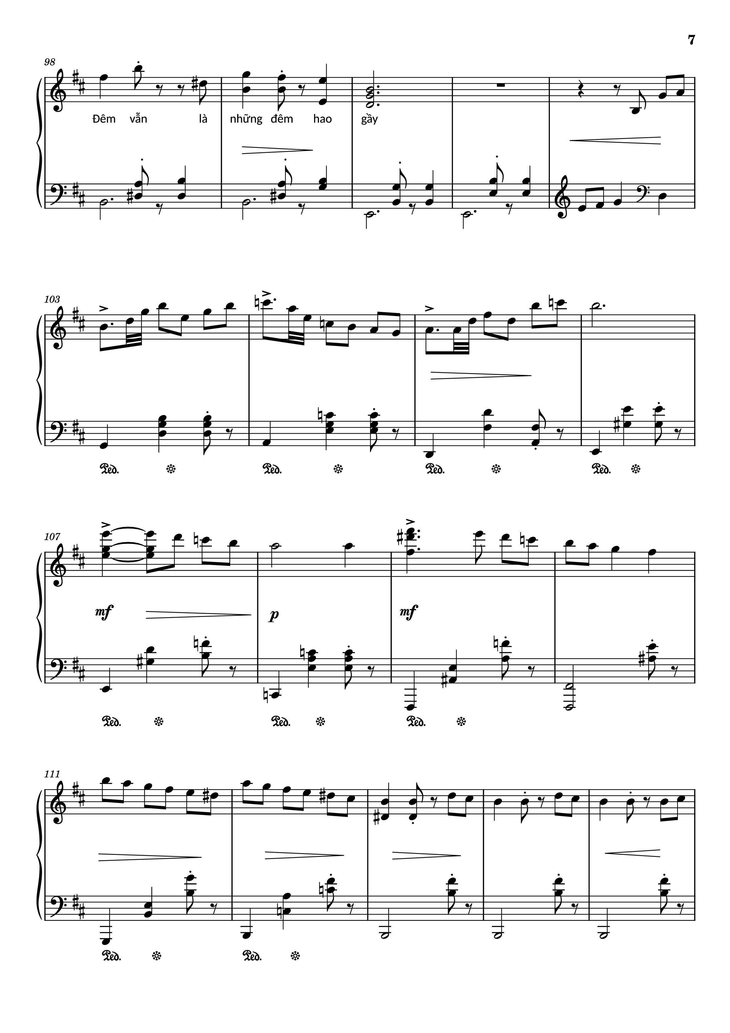 Page 7 of the piano sheet music PDF Piano – Đường xưa Piano by Nhạc: Quốc Dũng