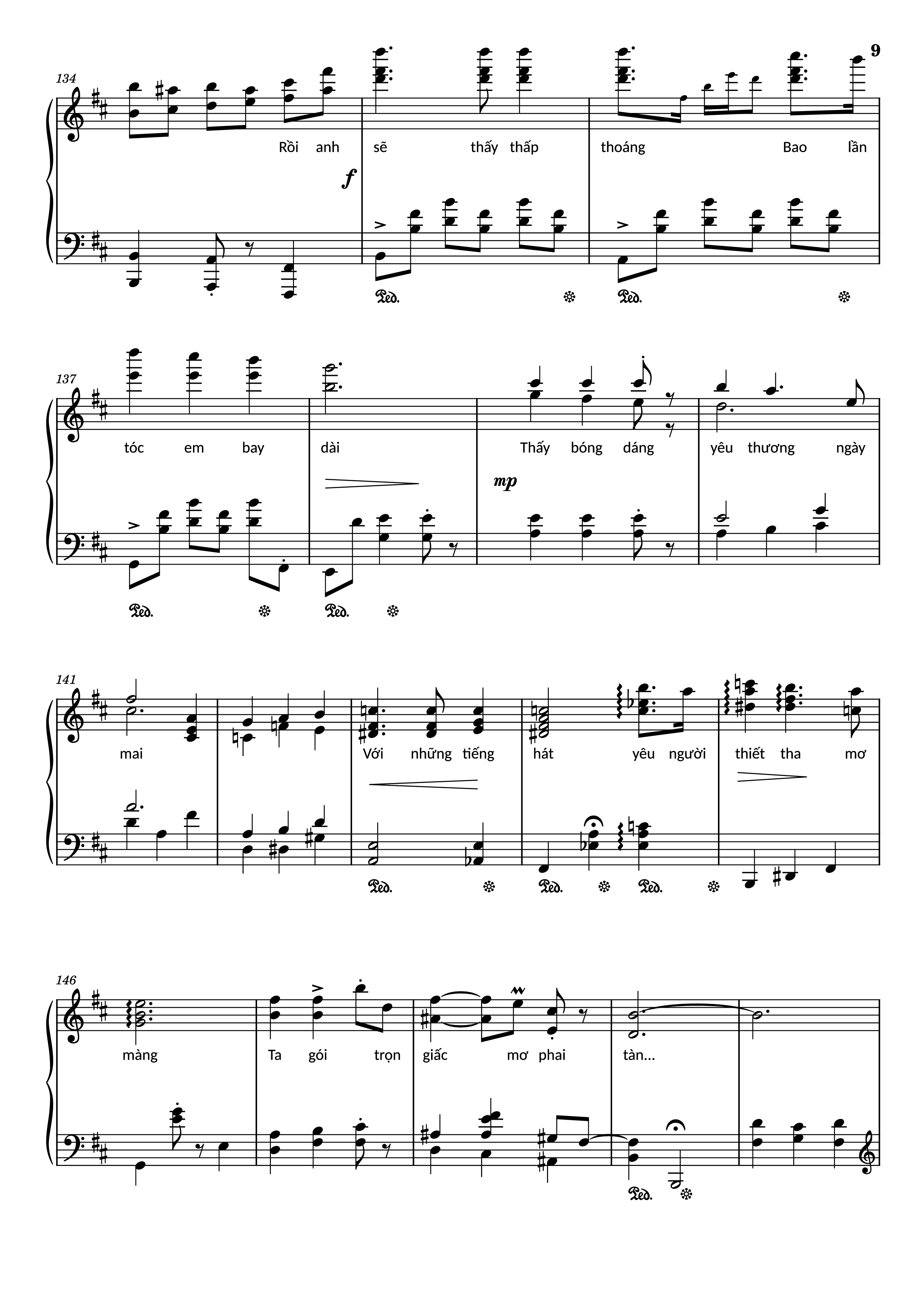 Page 9 of the piano sheet music PDF Piano – Đường xưa Piano by Nhạc: Quốc Dũng