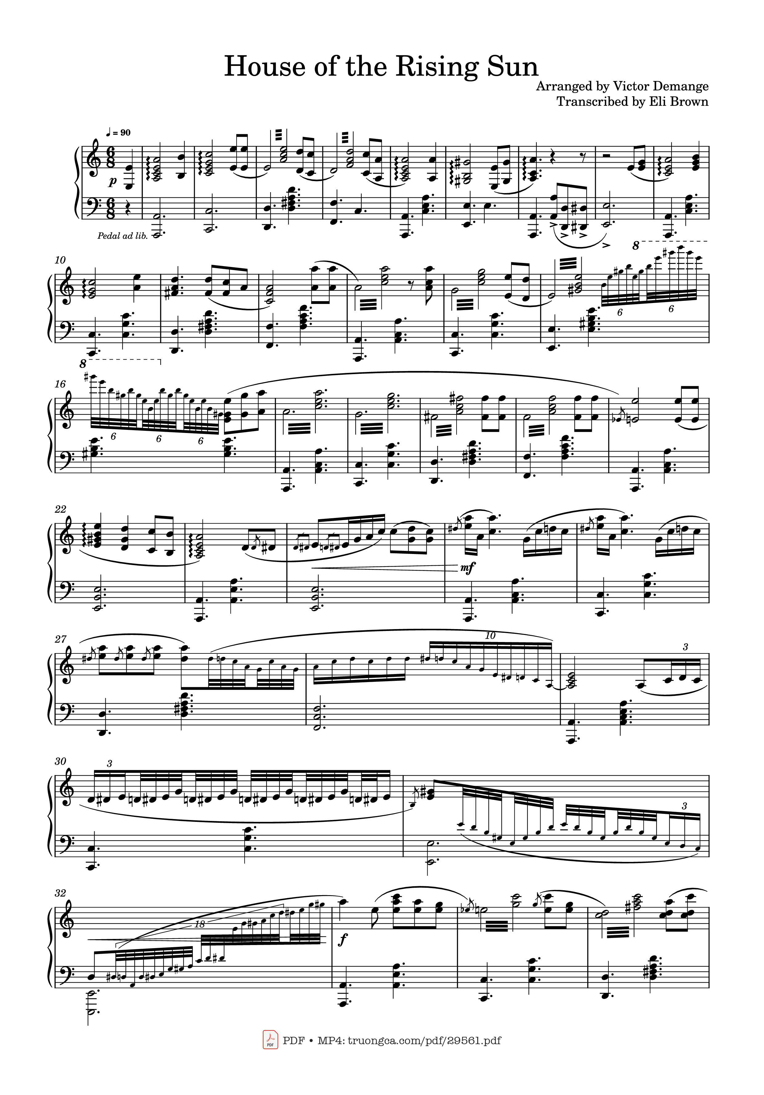 Page 1 of the piano sheet music PDF Piano – House of the Rising Sun Piano by Victor Demange