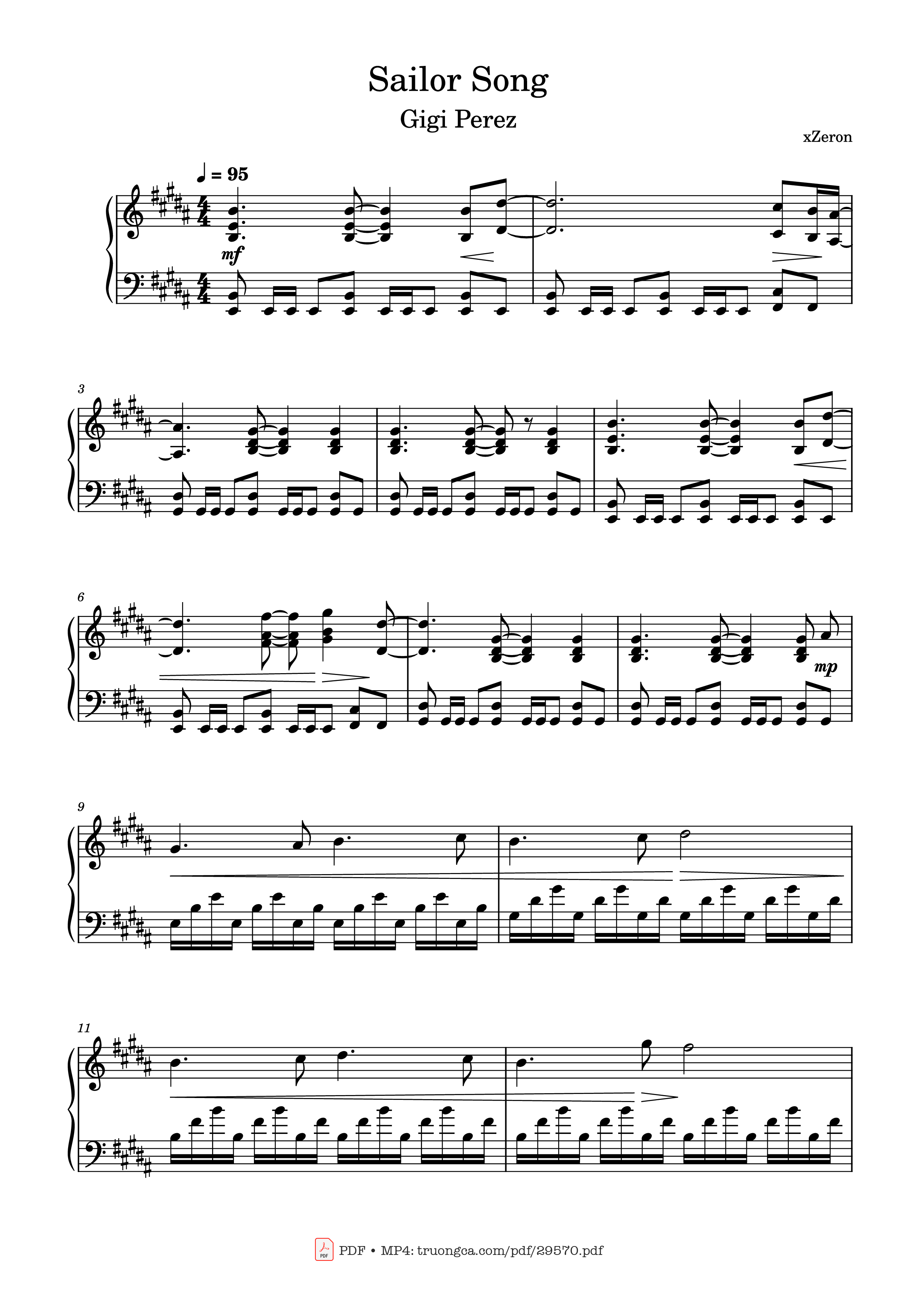 Page 1 of the piano sheet music PDF Piano – Sailor Song Piano by XZeron