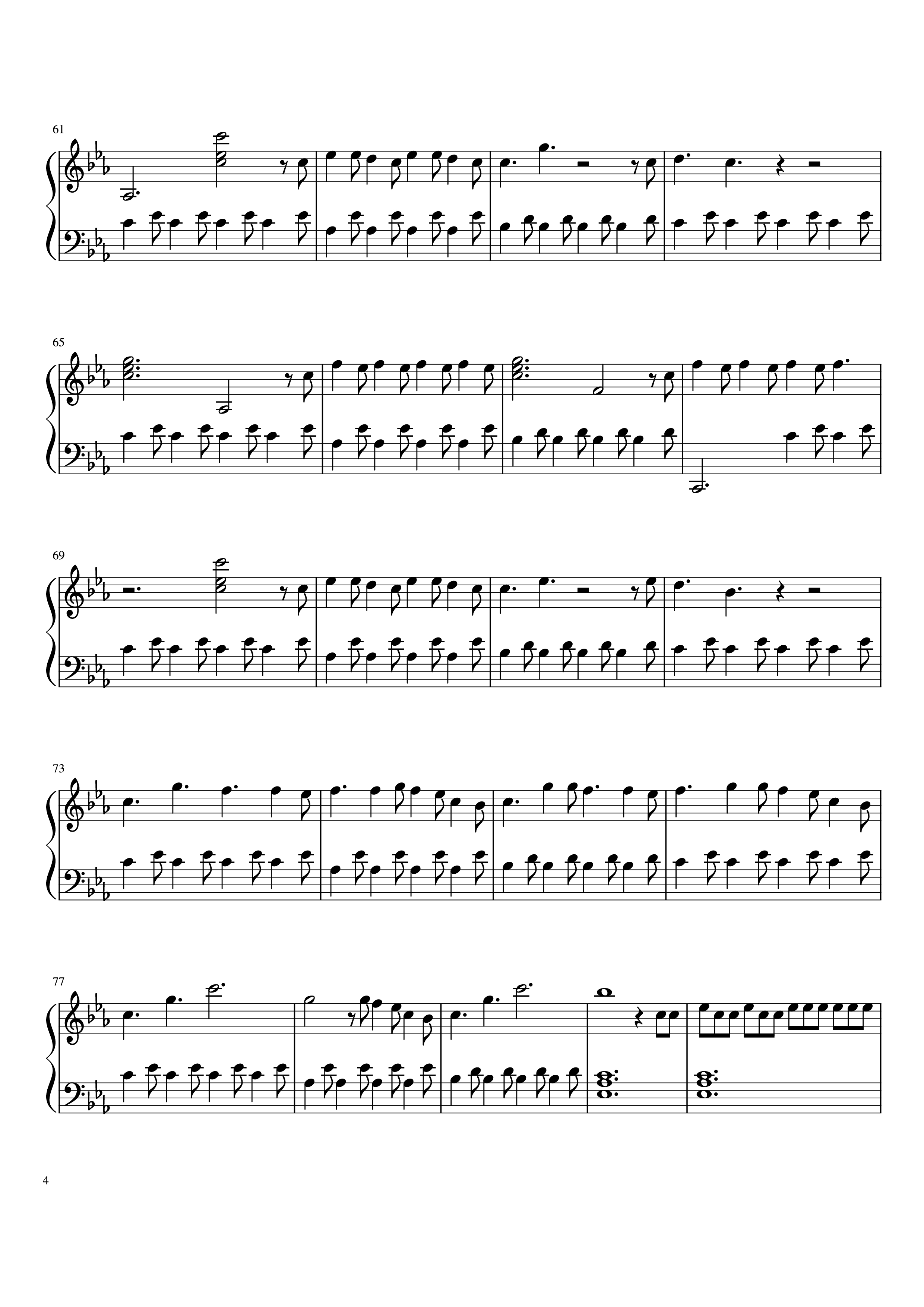 Page 4 of the piano sheet music PDF Piano – Imagine Dragons - Beliver Piano by Sofia Matera