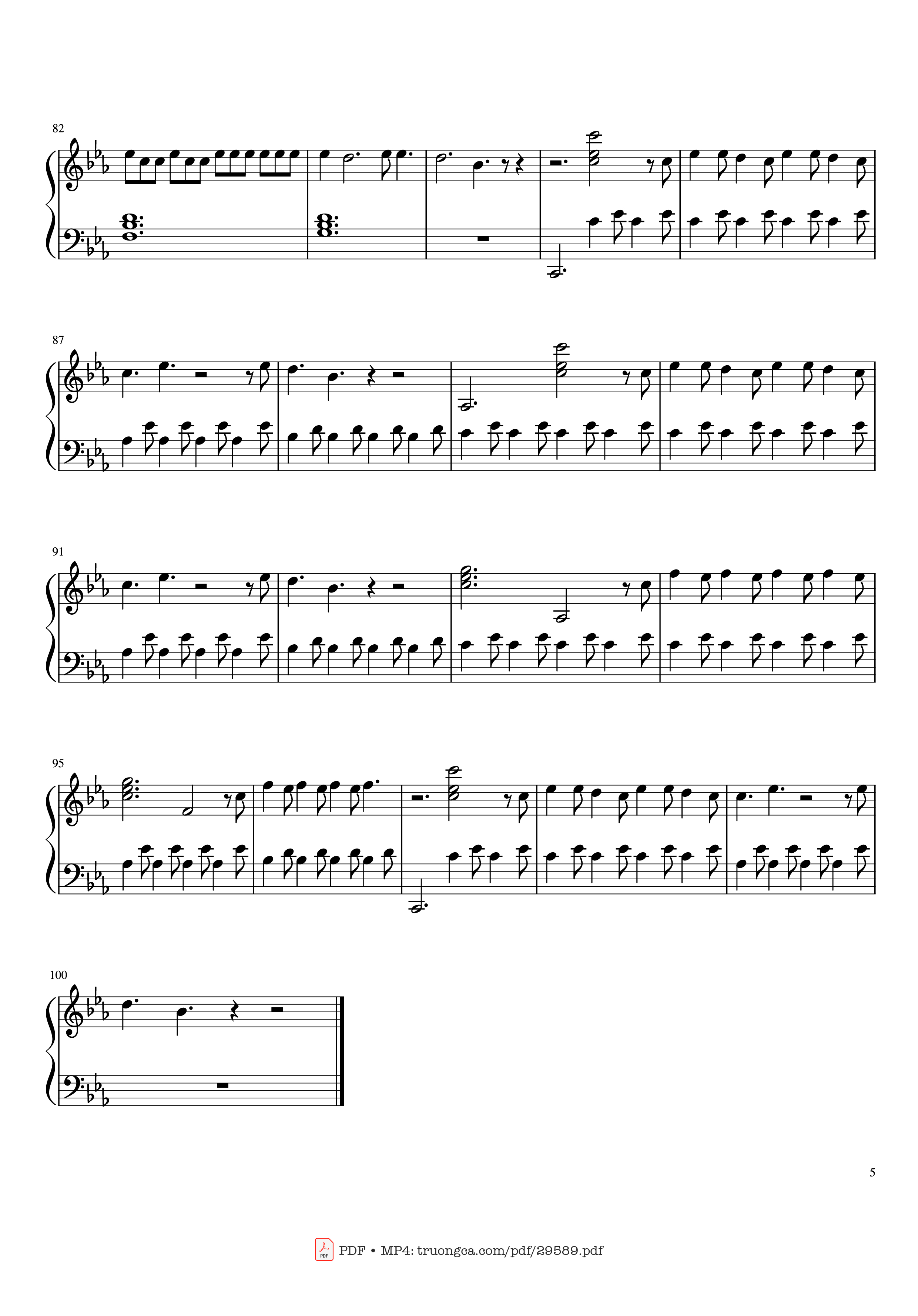 Page 5 of the piano sheet music PDF Piano – Imagine Dragons - Beliver Piano by Sofia Matera