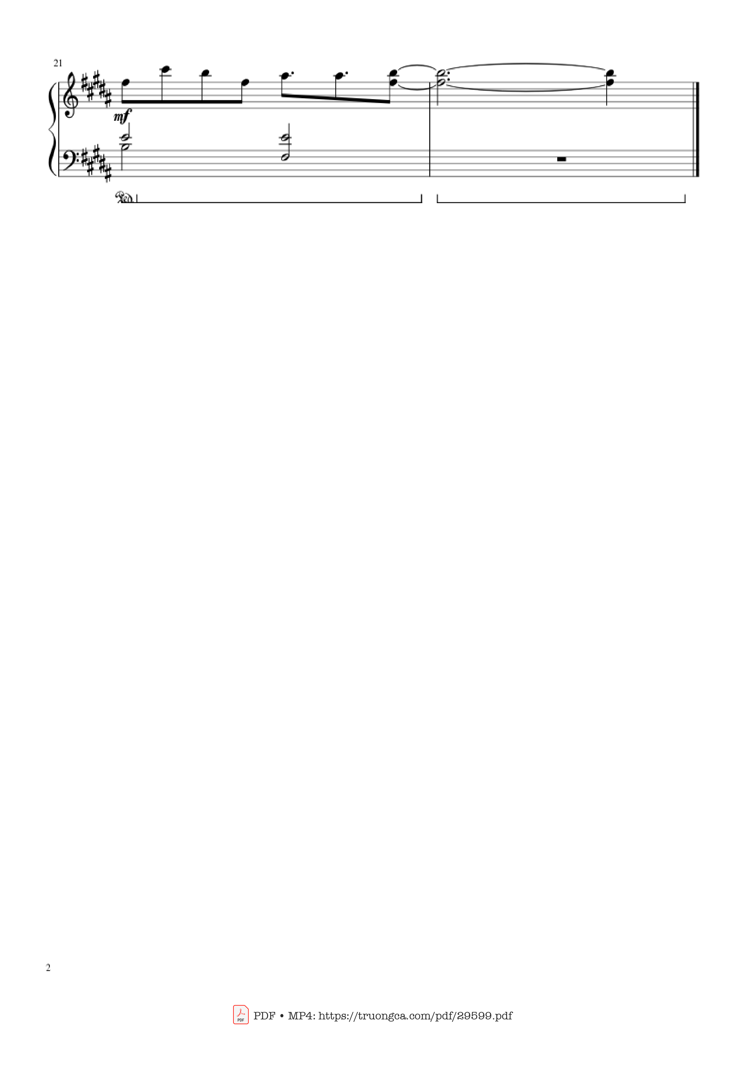 Page 2 of the piano sheet music PDF Piano – Undertale: His Theme Piano by Toby Fox Rearranged by PizzaPija! :3