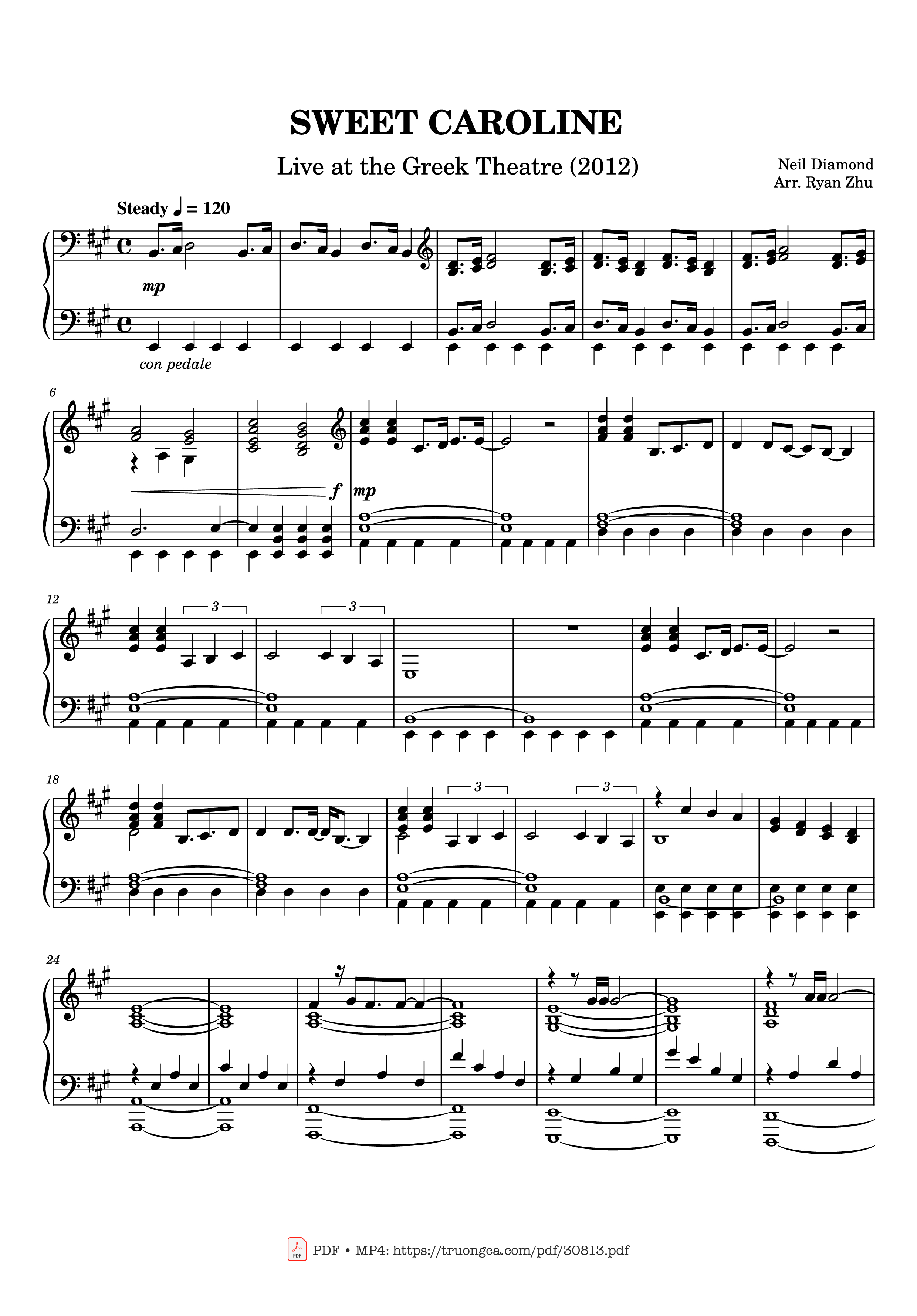 Page 1 of the piano sheet music PDF Piano – Sweet Caroline Piano by Neil Diamond