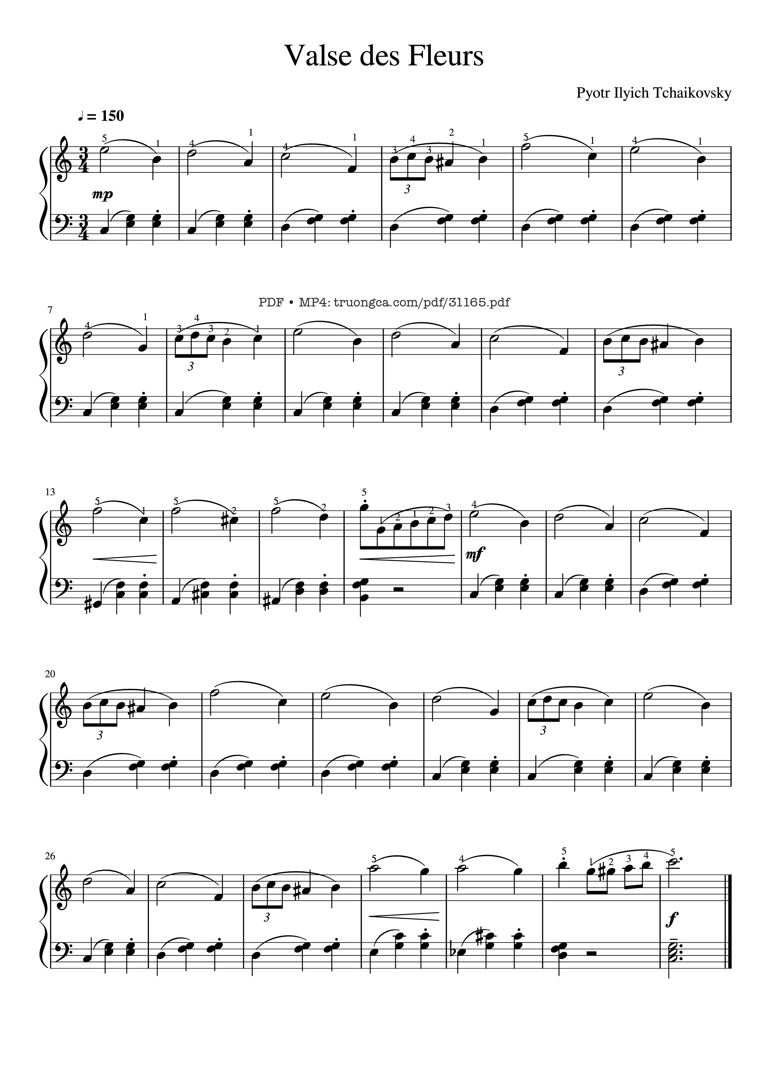 Page 1 of the piano sheet music PDF Piano – Waltz Of The Flowers Piano Easy by Pyotr Ilyich Tchaikovsky
