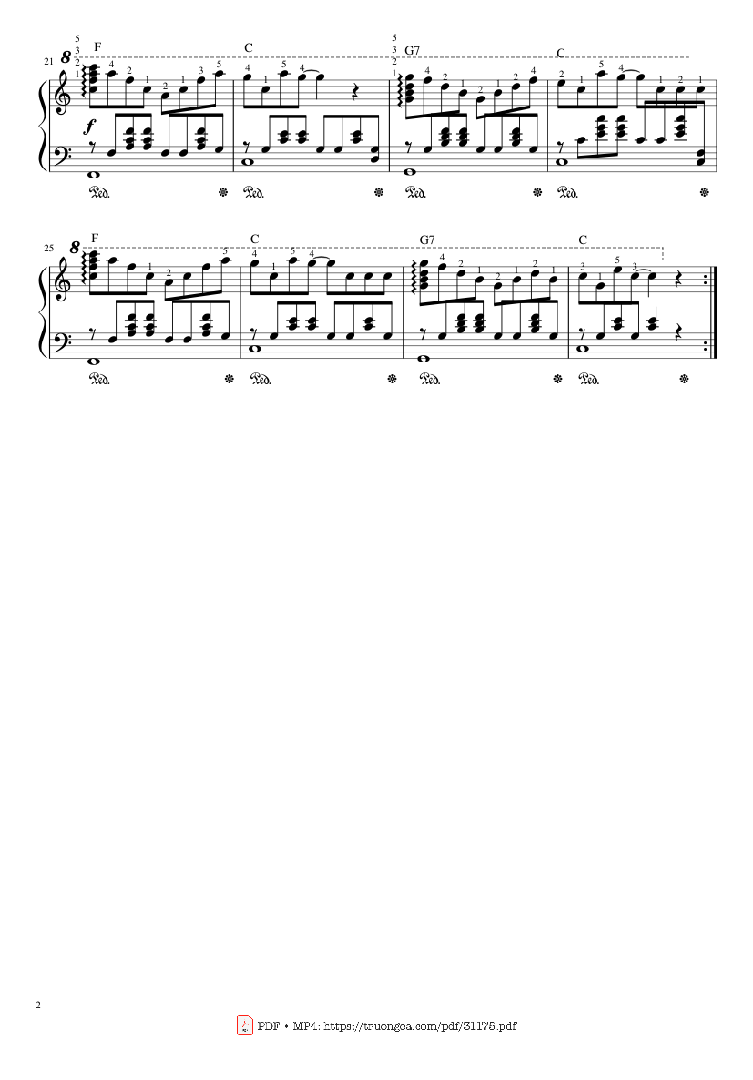 Page 2 of the piano sheet music PDF Piano – Music Box Dancer Piano by Frank Mills