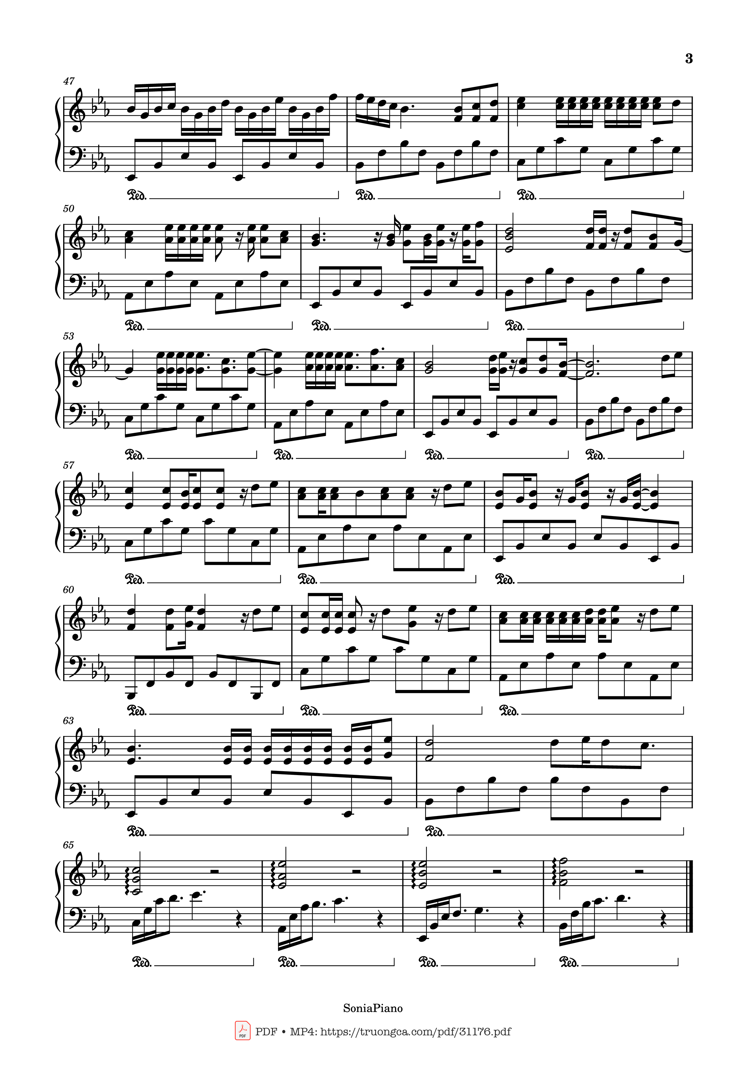 Page 3 of the piano sheet music PDF – Thu Cuối Piano by Yanbi