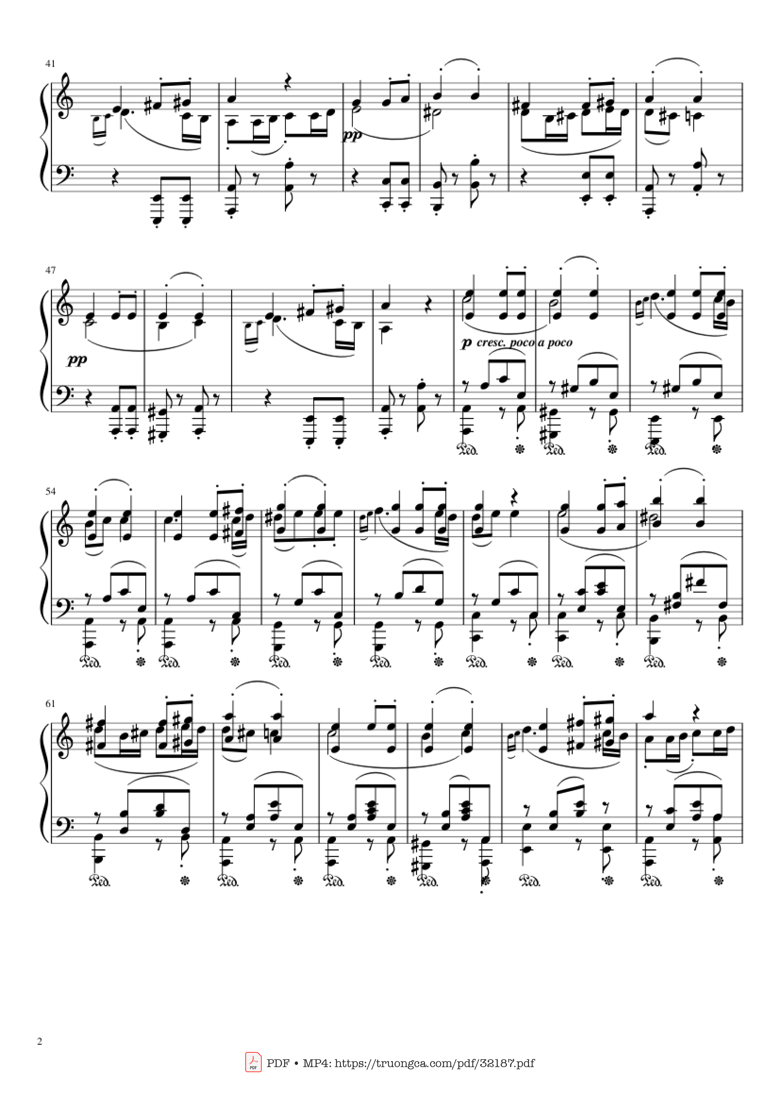Page 2 of the piano sheet music PDF Piano – Beethoven Symphony No. 7 Movement 2 Piano by Ludvig van Beethoven