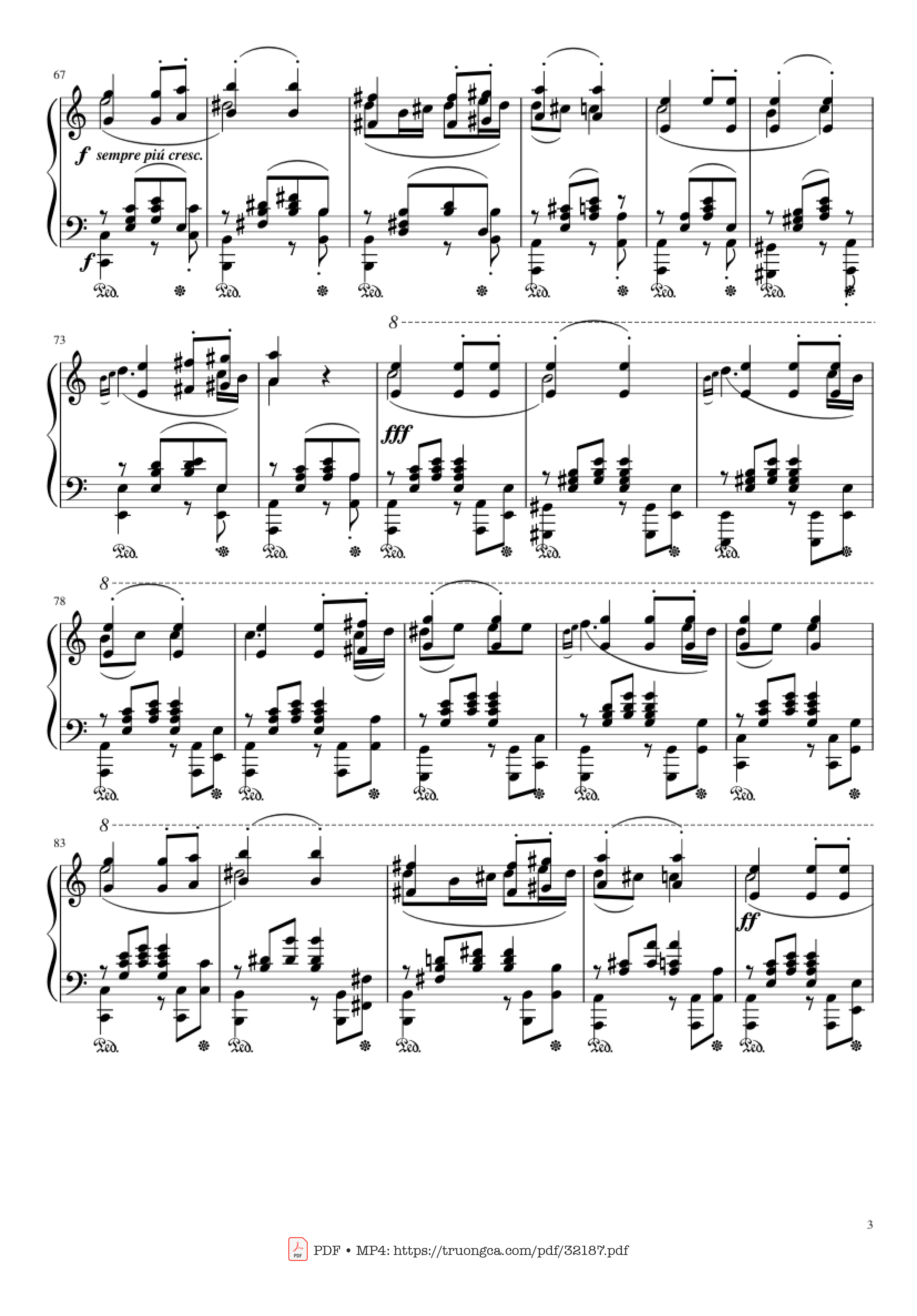 Page 3 of the piano sheet music PDF Piano – Beethoven Symphony No. 7 Movement 2 Piano by Ludvig van Beethoven