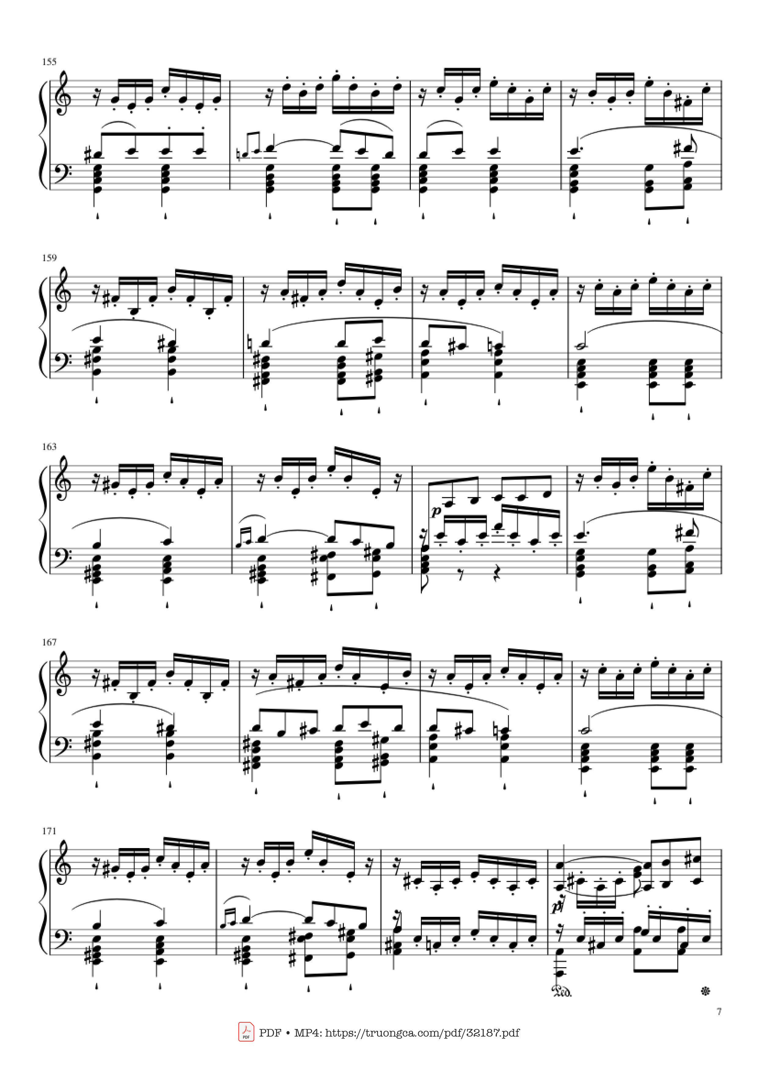 Page 7 of the piano sheet music PDF Piano – Beethoven Symphony No. 7 Movement 2 Piano by Ludvig van Beethoven