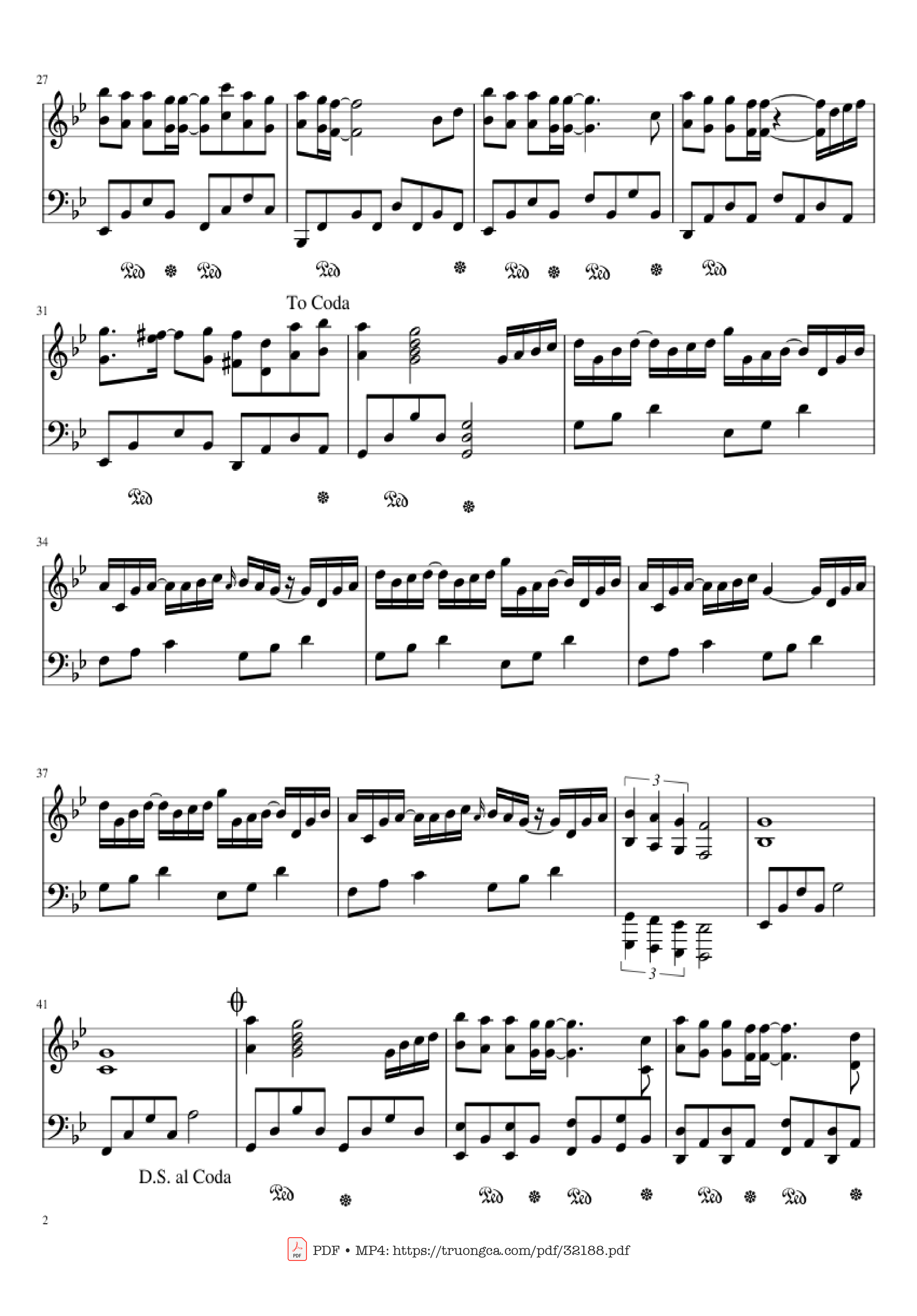 Page 2 of the piano sheet music PDF Piano – Spring Time-Yiruma Piano by Undefined